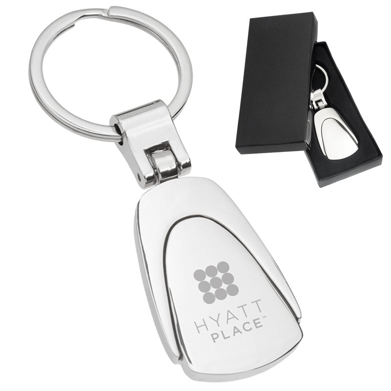 Classic Fob Polished Metal Engraved Keychains