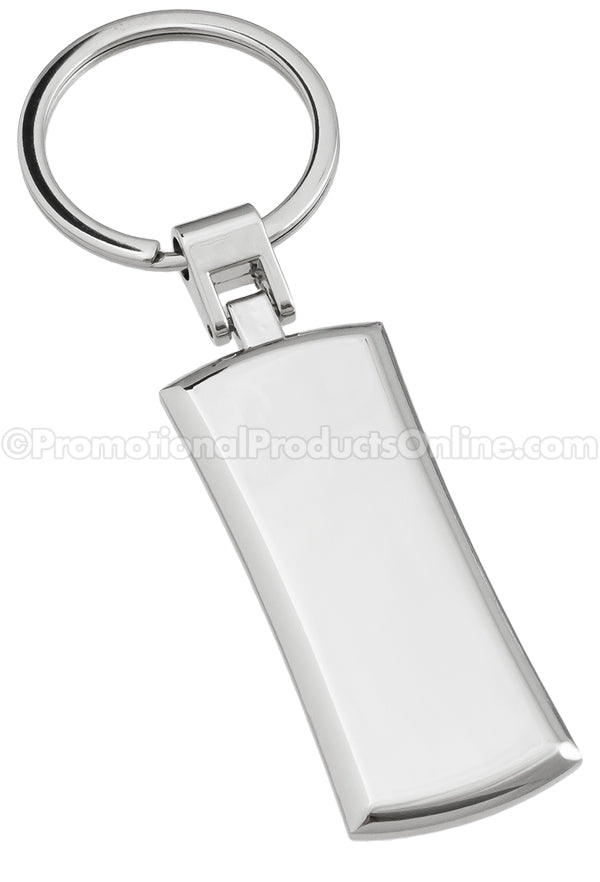 Black Curved Rectangle Laser Engraved Keychains