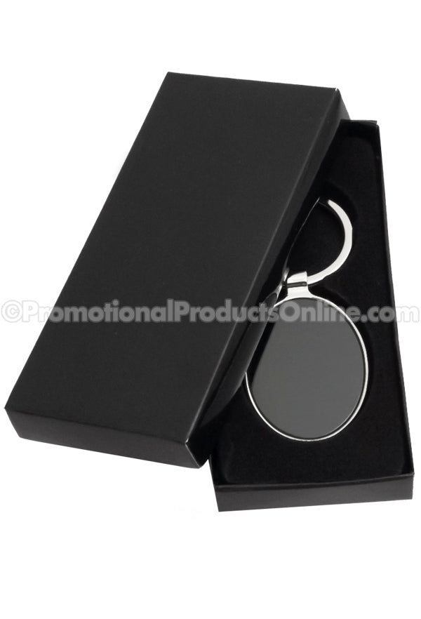 Black Oval Laser Engraved Keychains