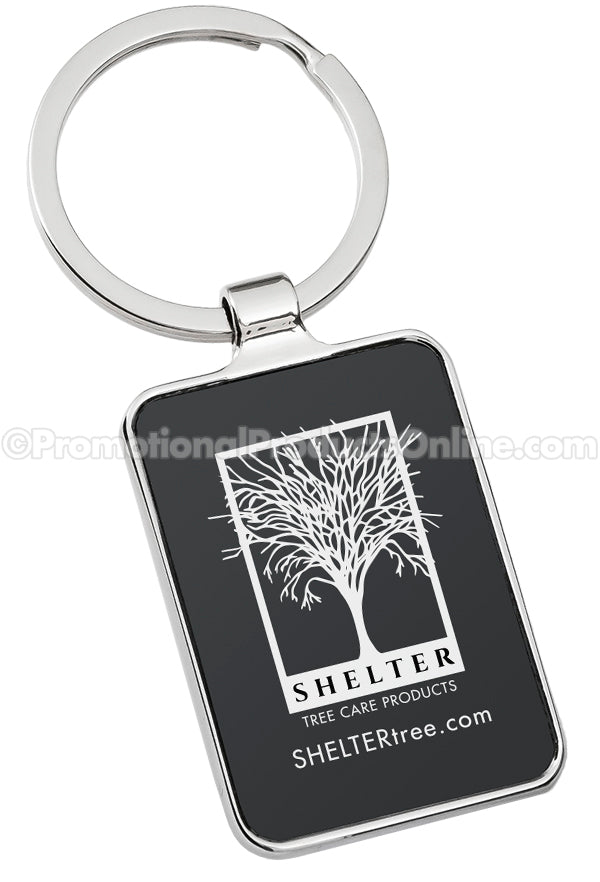Black Rounded Rectangle Laser Engraved Keychains