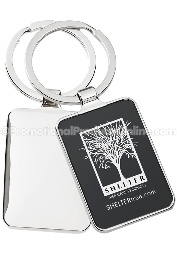 Black Rounded Rectangle Laser Engraved Keychains