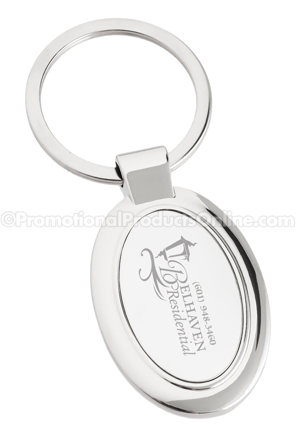 Polished Oval Metal Engraved Keychains