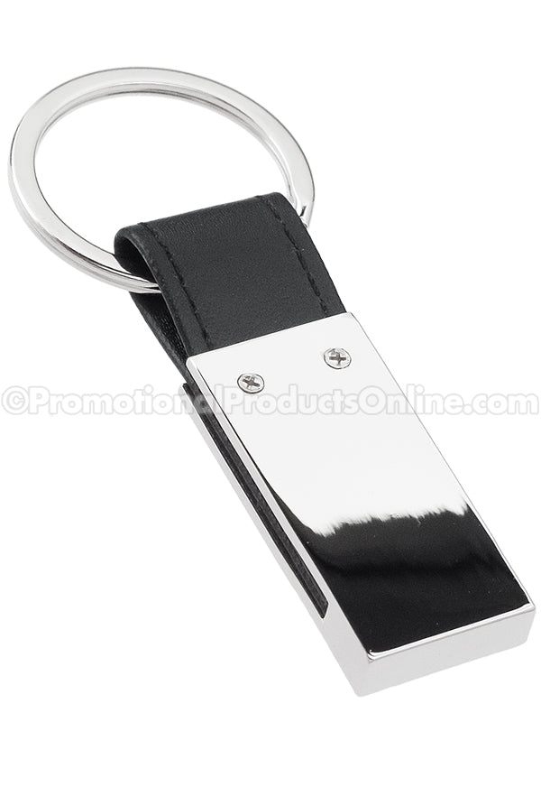 Leather + Chrome Laser Engraved Keychains