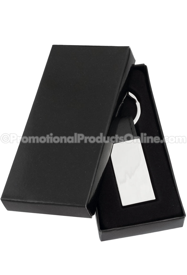 Leather + Chrome Laser Engraved Keychains