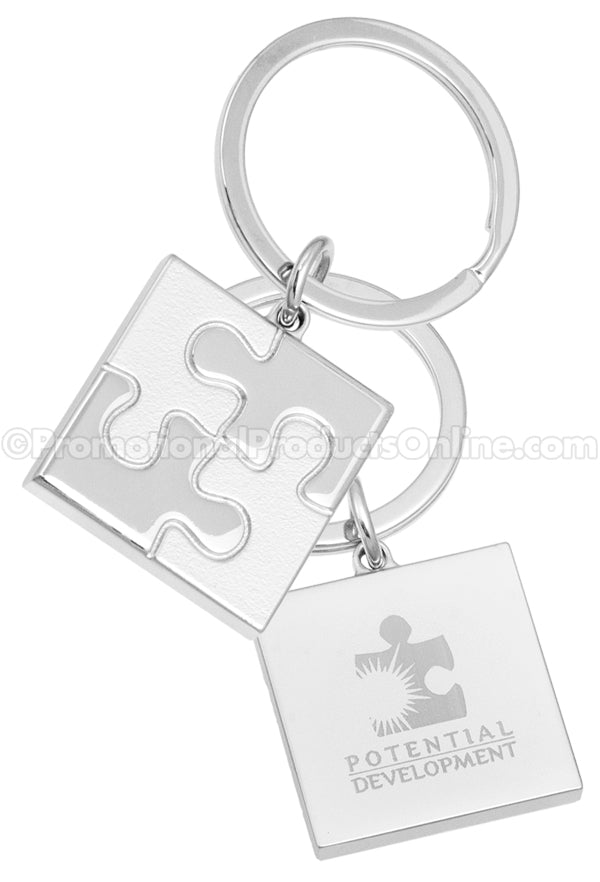 Puzzle Two-Tone Metal Engraved Keychains