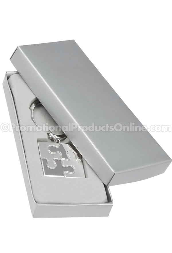 Puzzle Two-Tone Metal Engraved Keychains