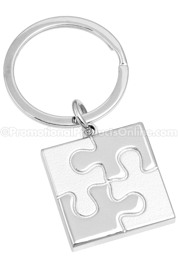Puzzle Two-Tone Metal Engraved Keychains