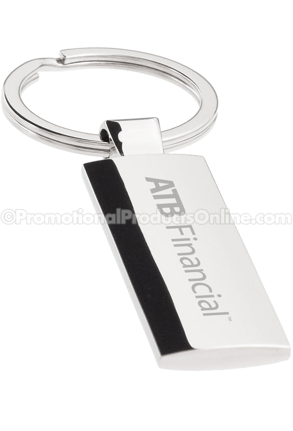 Silver Column Polished Metal Engraved Keychains