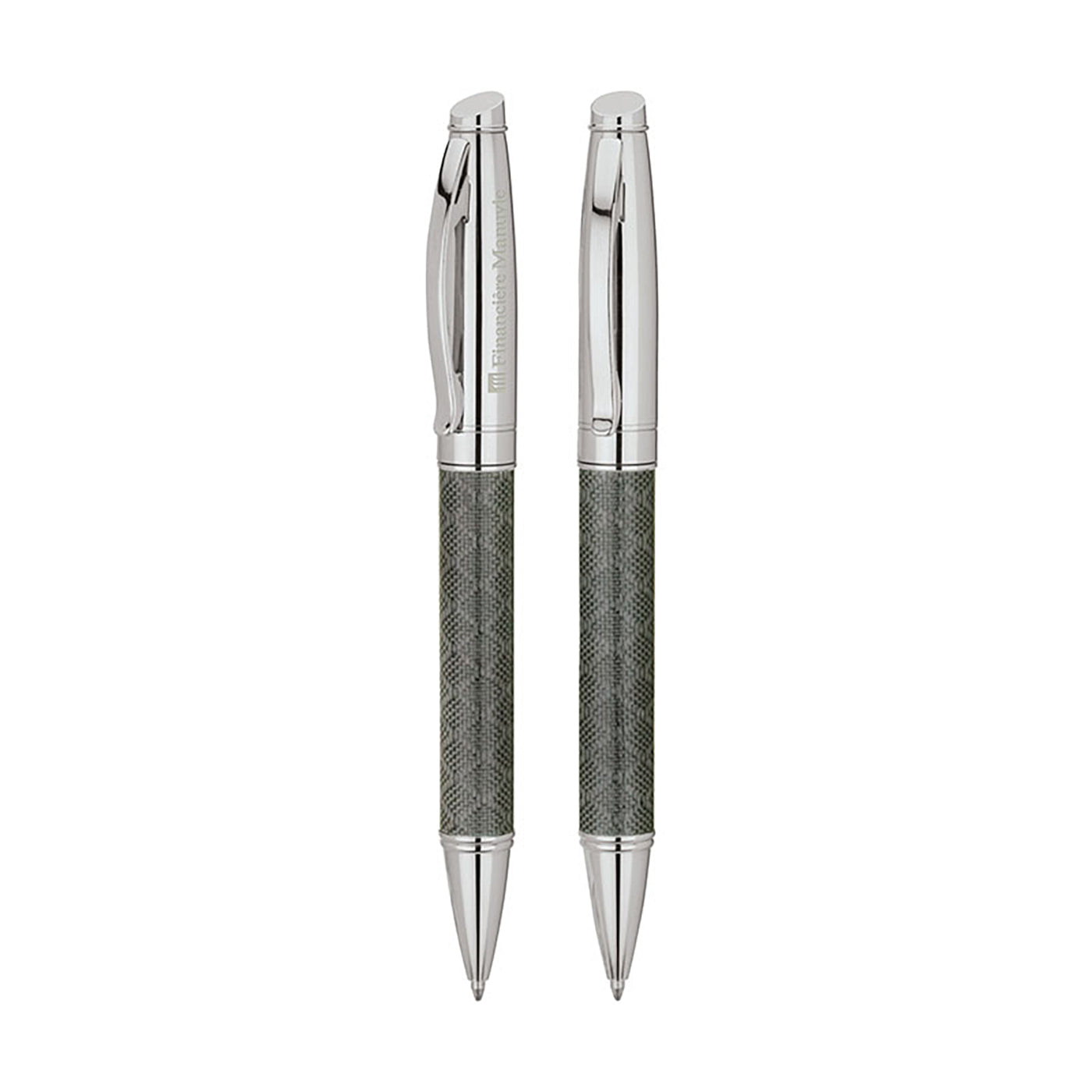 Chrome-Trimmed Fiber Barrel Ballpoint Pen