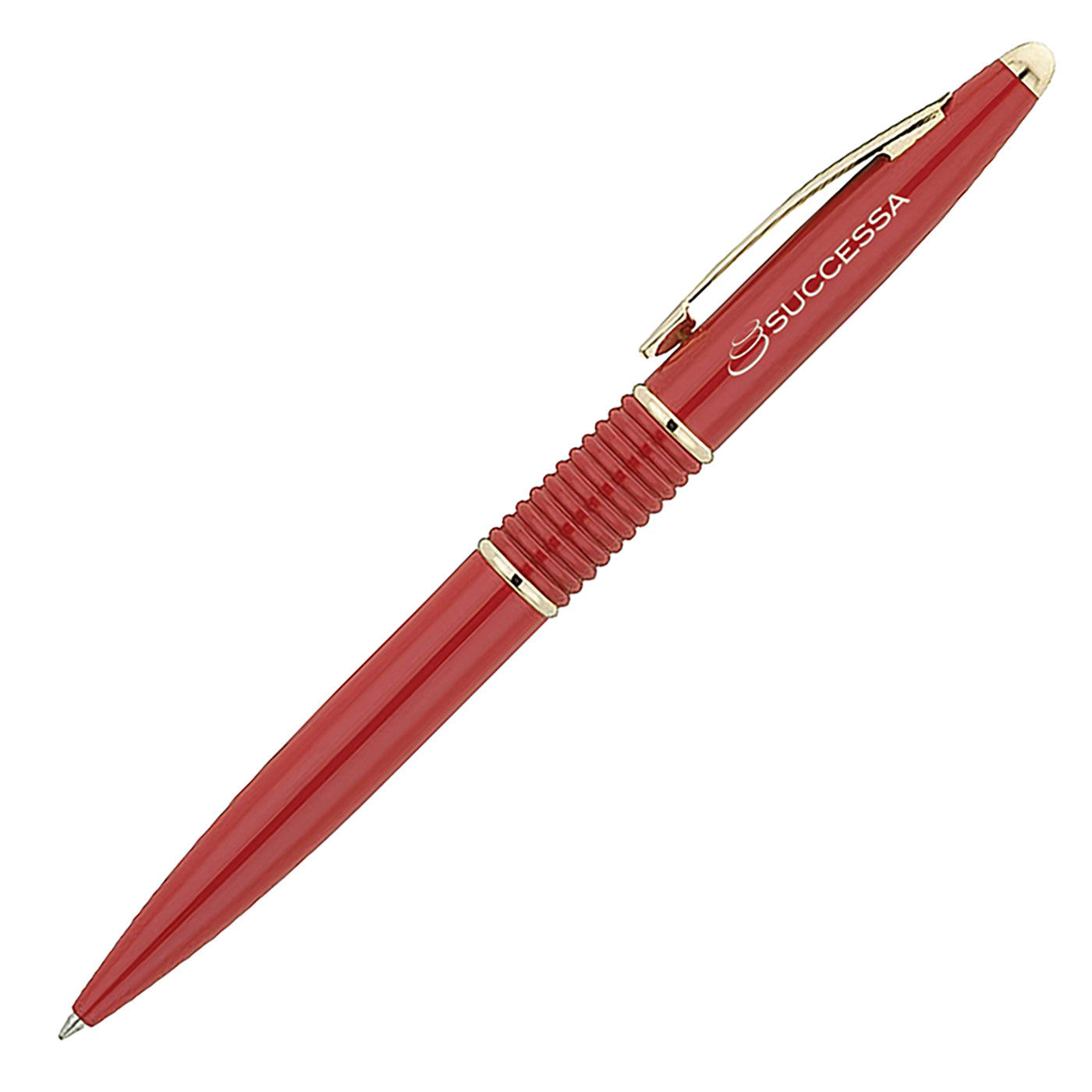 Ribbed Brass Ballpoint Pen with Gold Trim - BL1400R