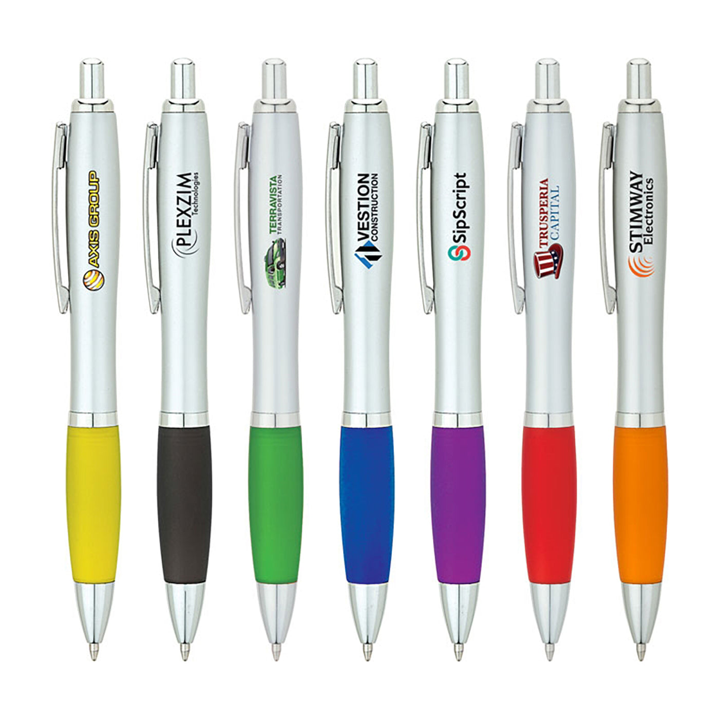 Matte Silver Rubberized Grip Pen