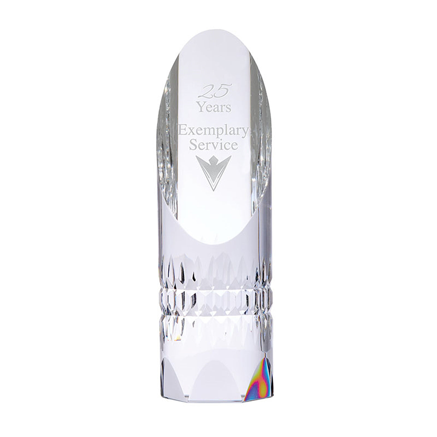 Cylindrical Crystal Trophy with Slanted Top