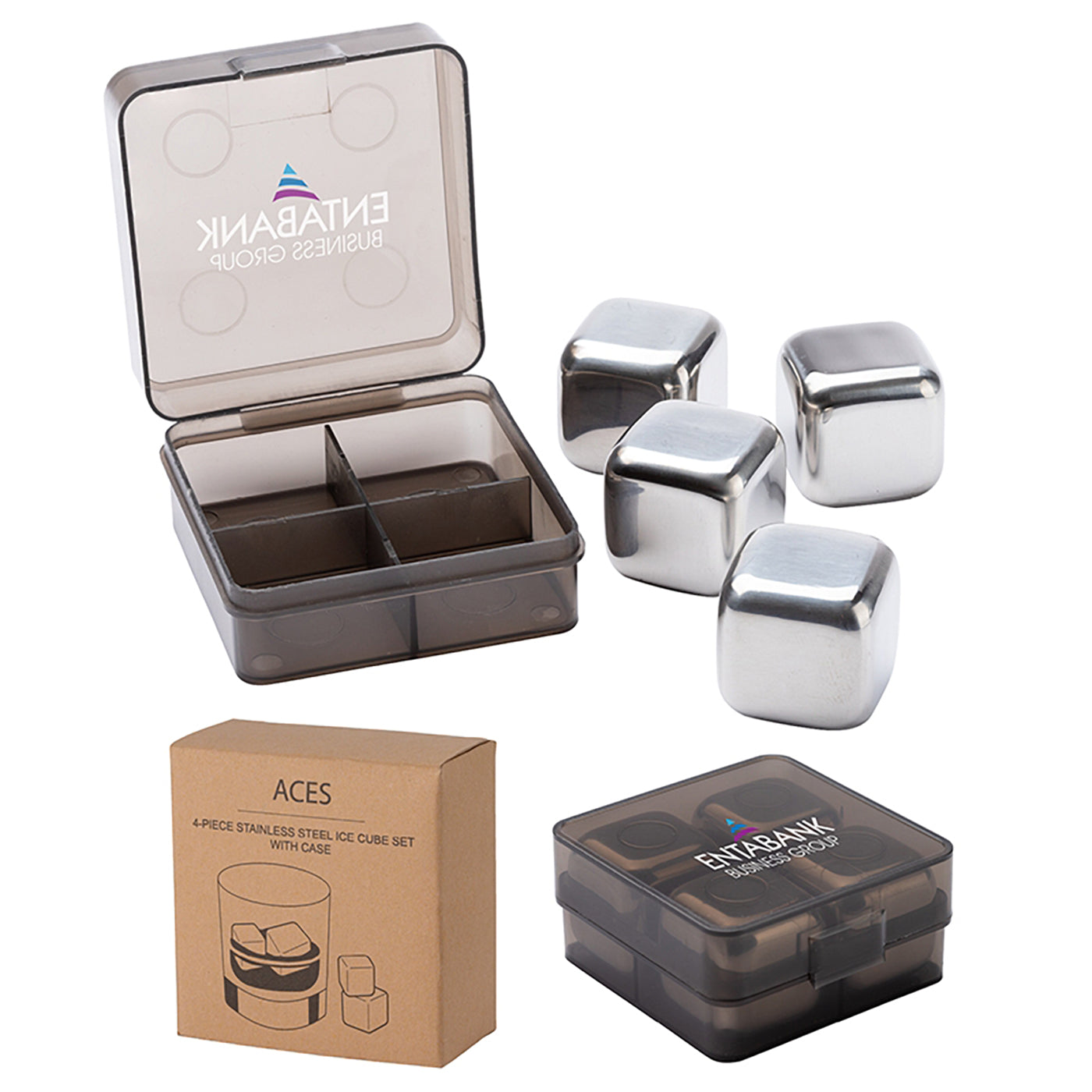 4-Piece Stainless Steel Ice Cube Set