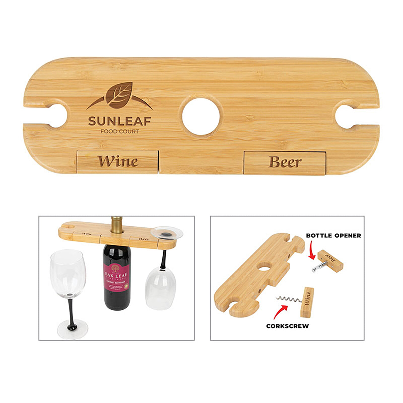 3-Piece Bamboo Wine Bottle Caddy