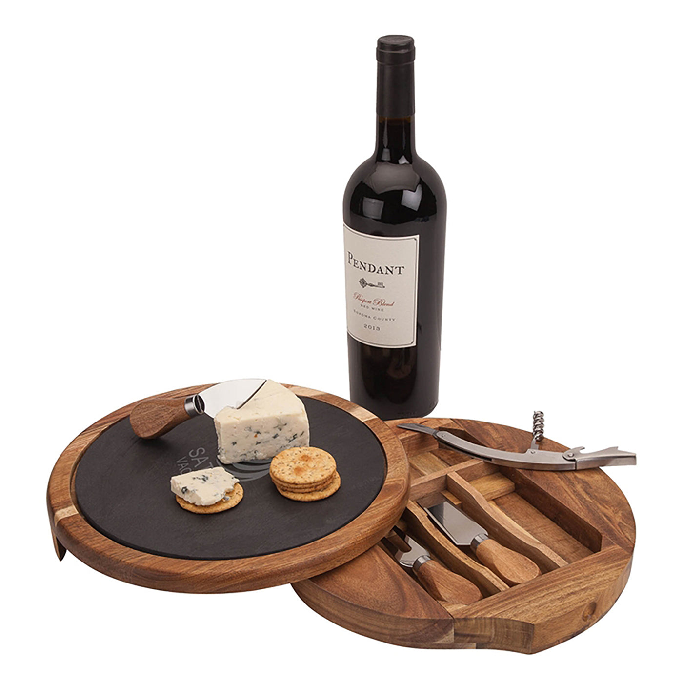 Swivel Acacia Charcuterie Board with Tools
