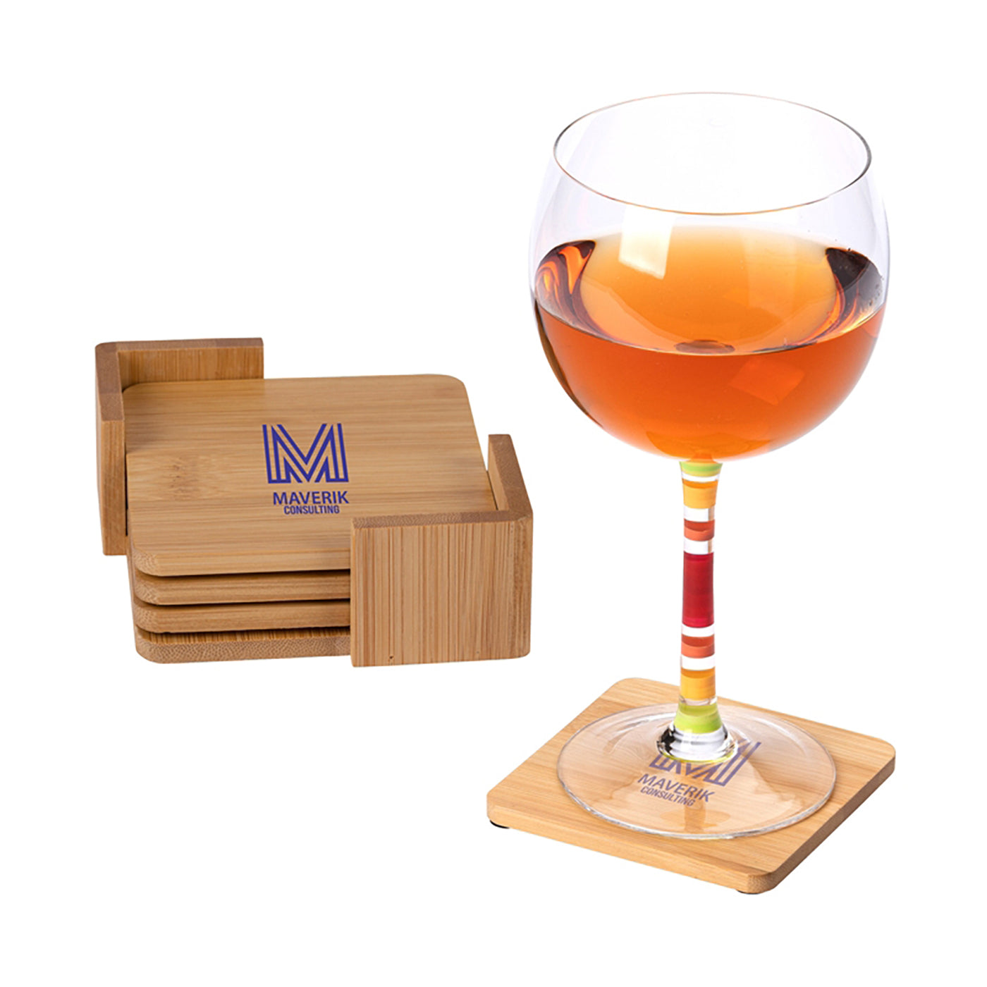 4-Piece Bamboo Coaster Set with Holder