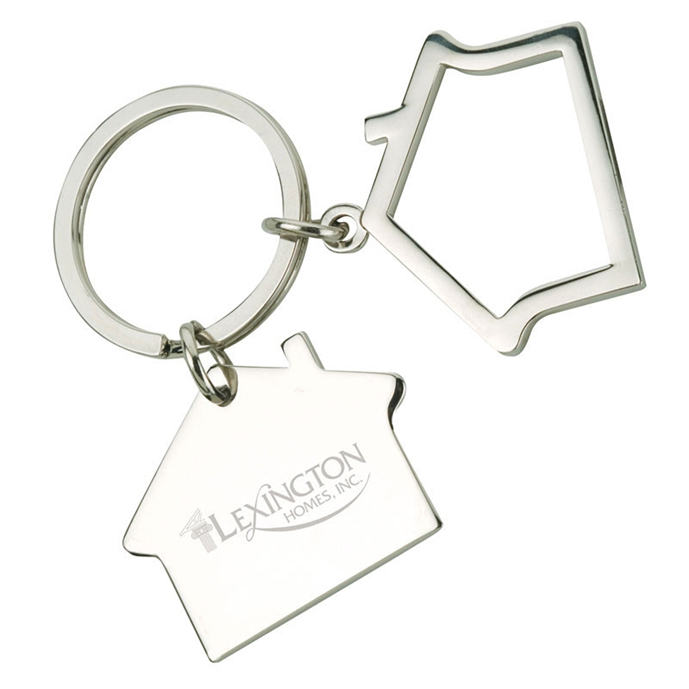 Nickel-Plated Double House Keyring - EK1024