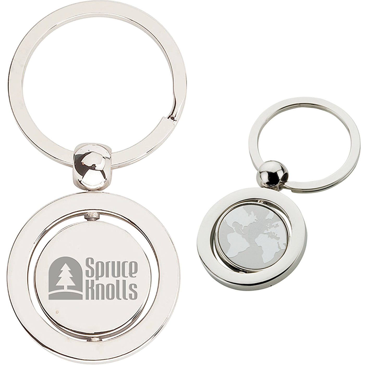 World Map Spinning Disk Keychain - EK1026