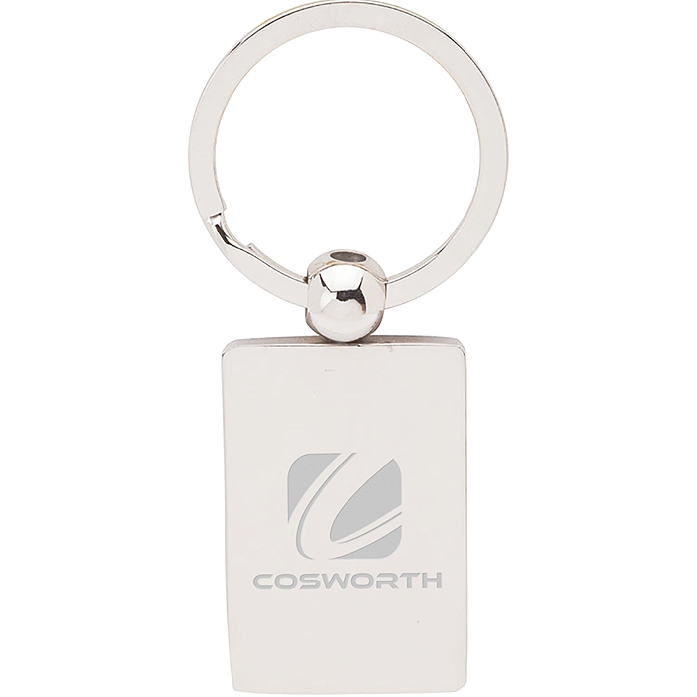 Chrome Rectangular Metal Keyring - EK5500