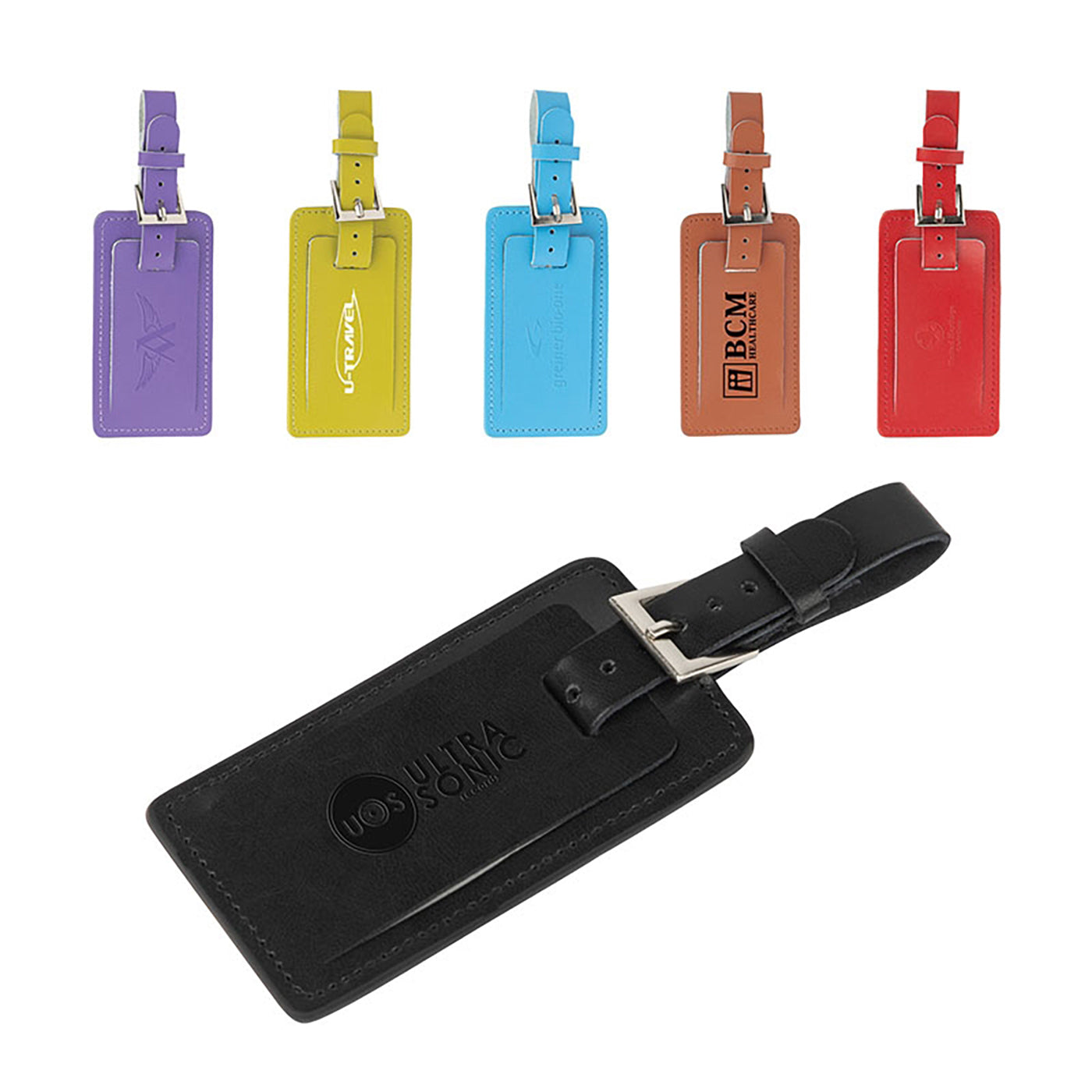 Leather Luggage Tag with Metal Buckle