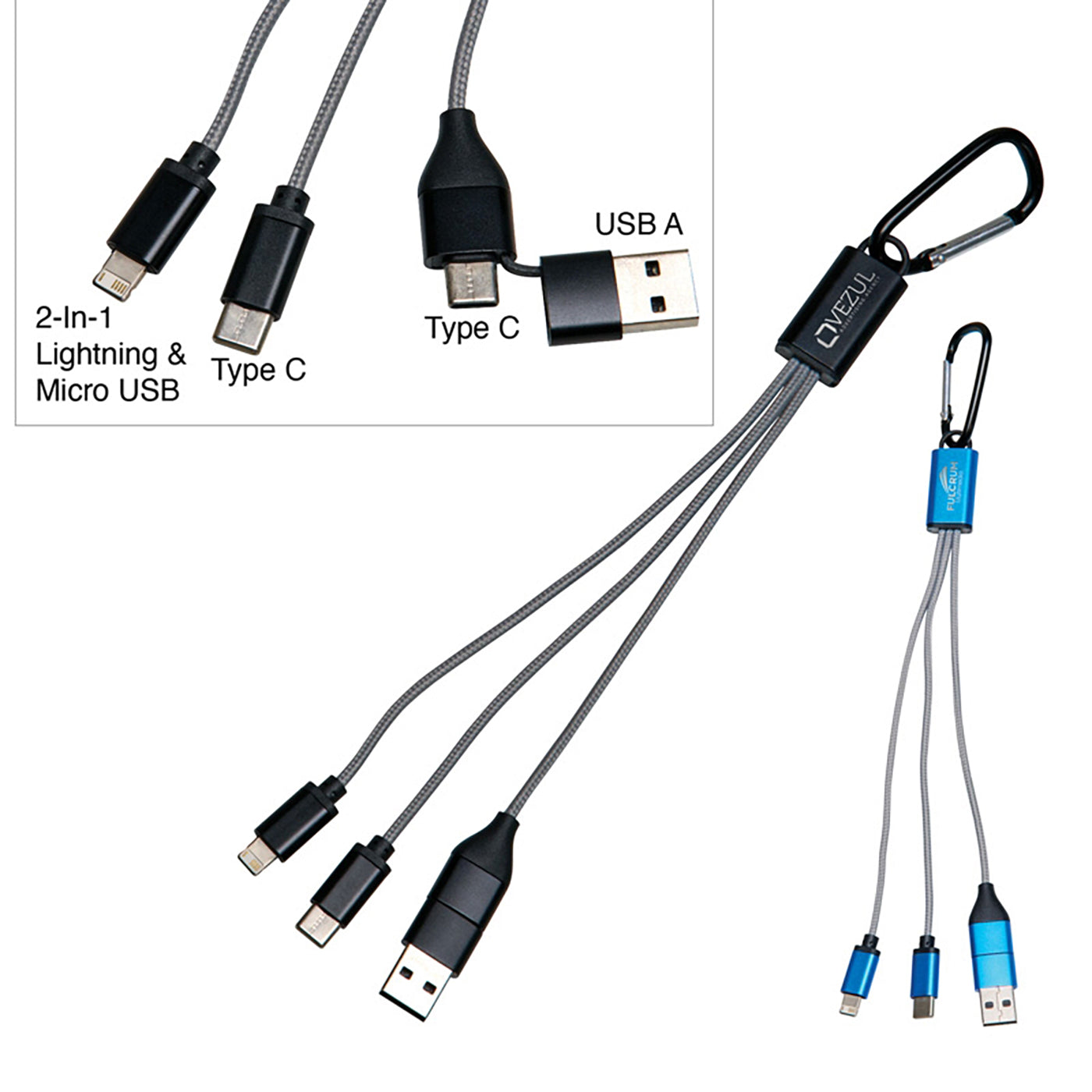 4-in-1 Braided Aluminum Charging Cable Kit