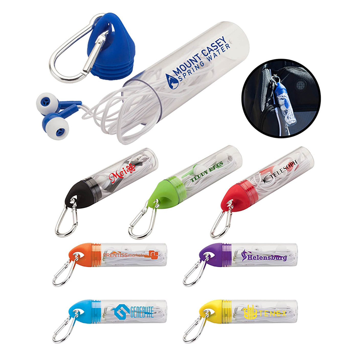 Wired Earbuds with Carabiner Case