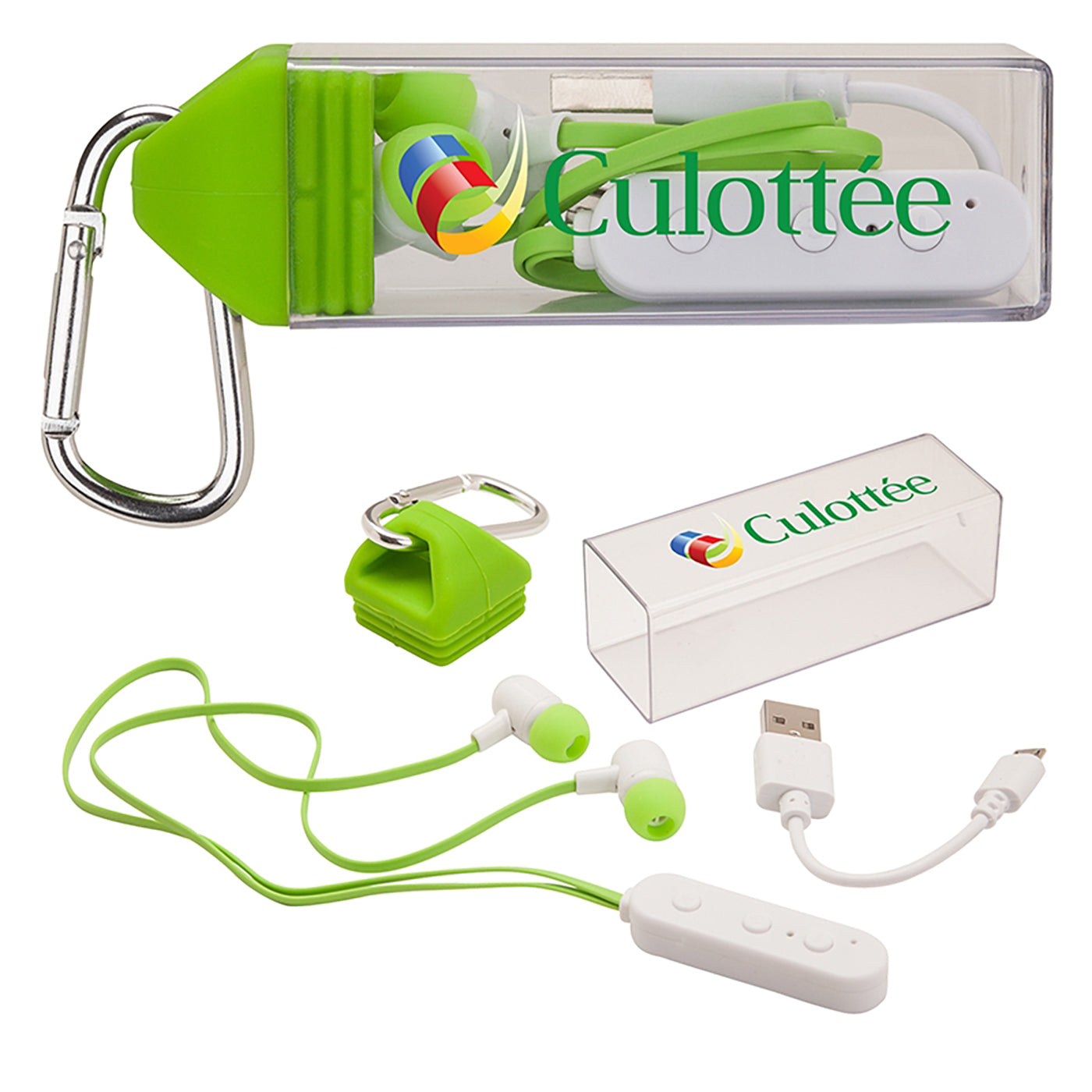 Flat-Wire Bluetooth Earbuds with Carabiner - GC6217G