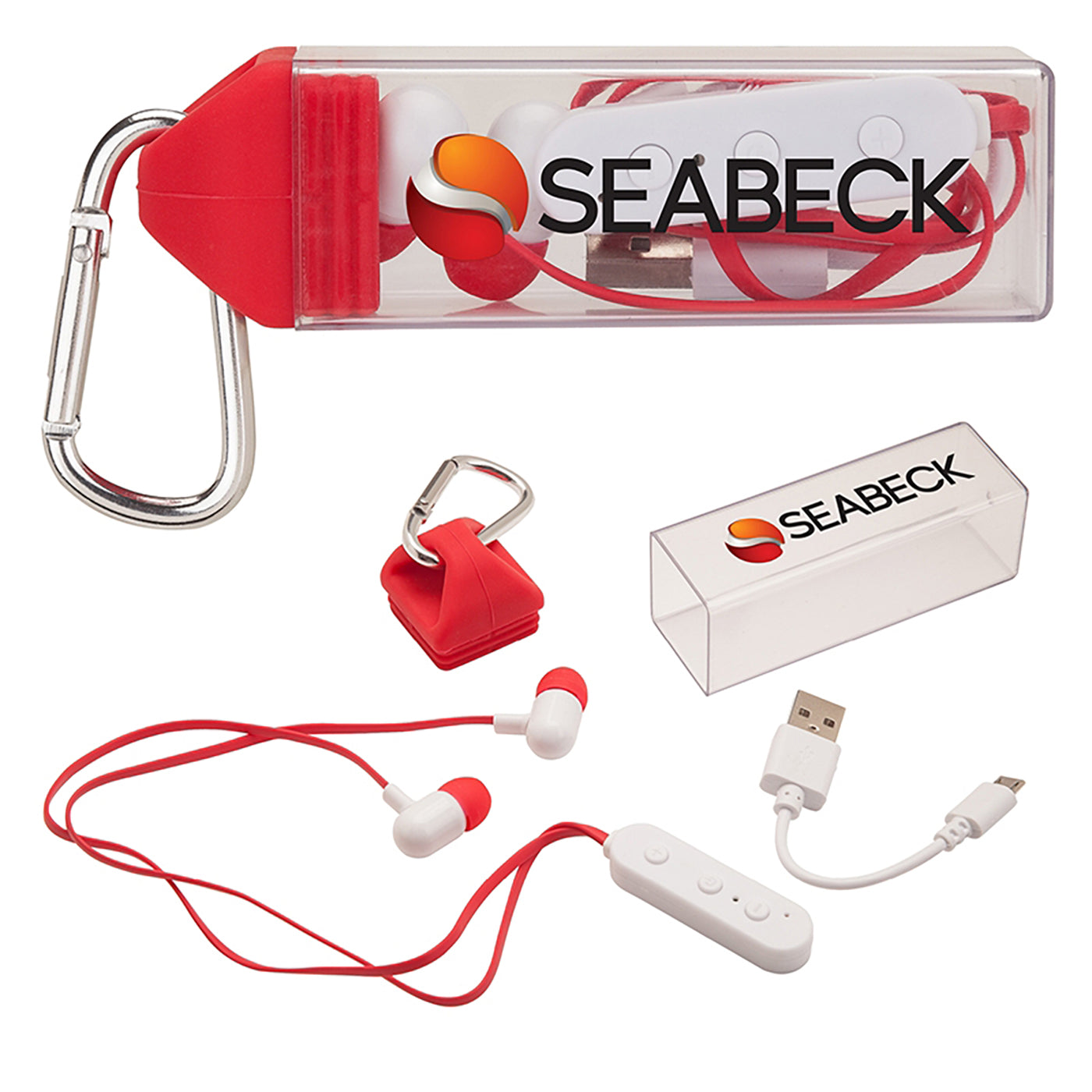 Flat-Wire Bluetooth Earbuds with Carabiner - GC6217R