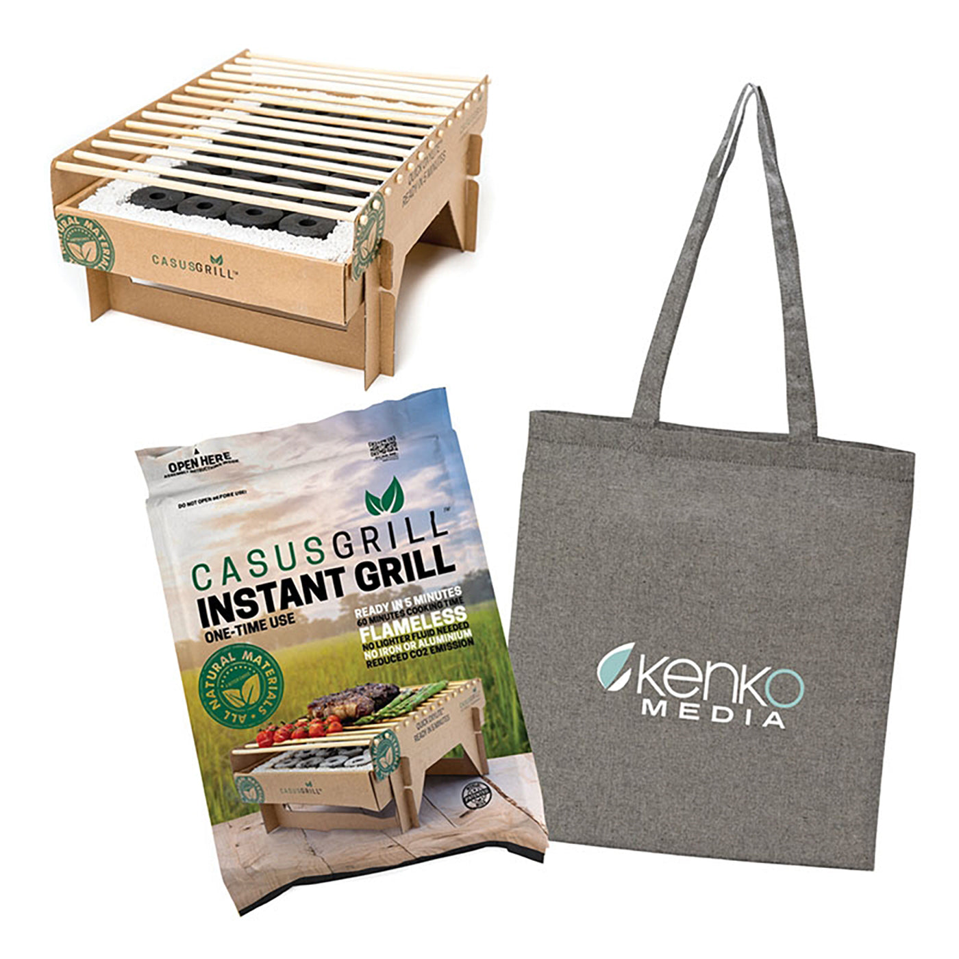 CasusGrill™ Biodegradable BBQ Grill w/Recycled Cotton Tote Bag