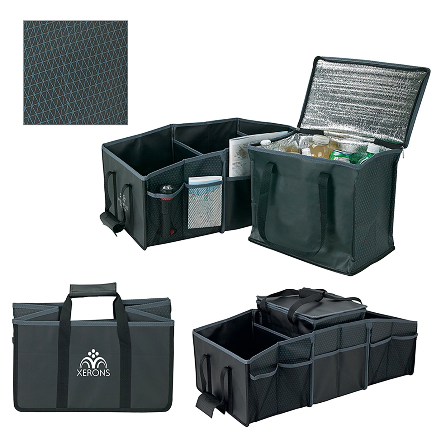 Three-Compartment Car Organizer with Removable Cooler