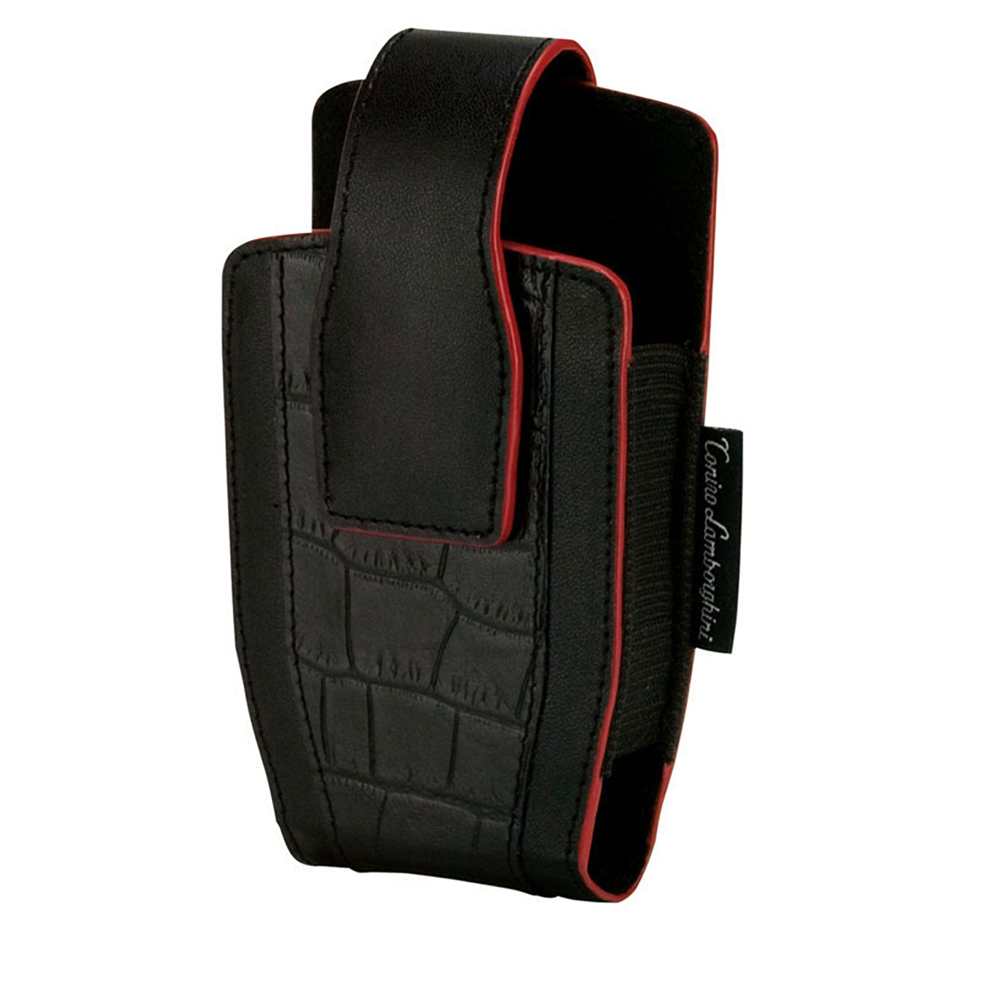 Crocodile-Embossed BlackBerry Case with Red Trim