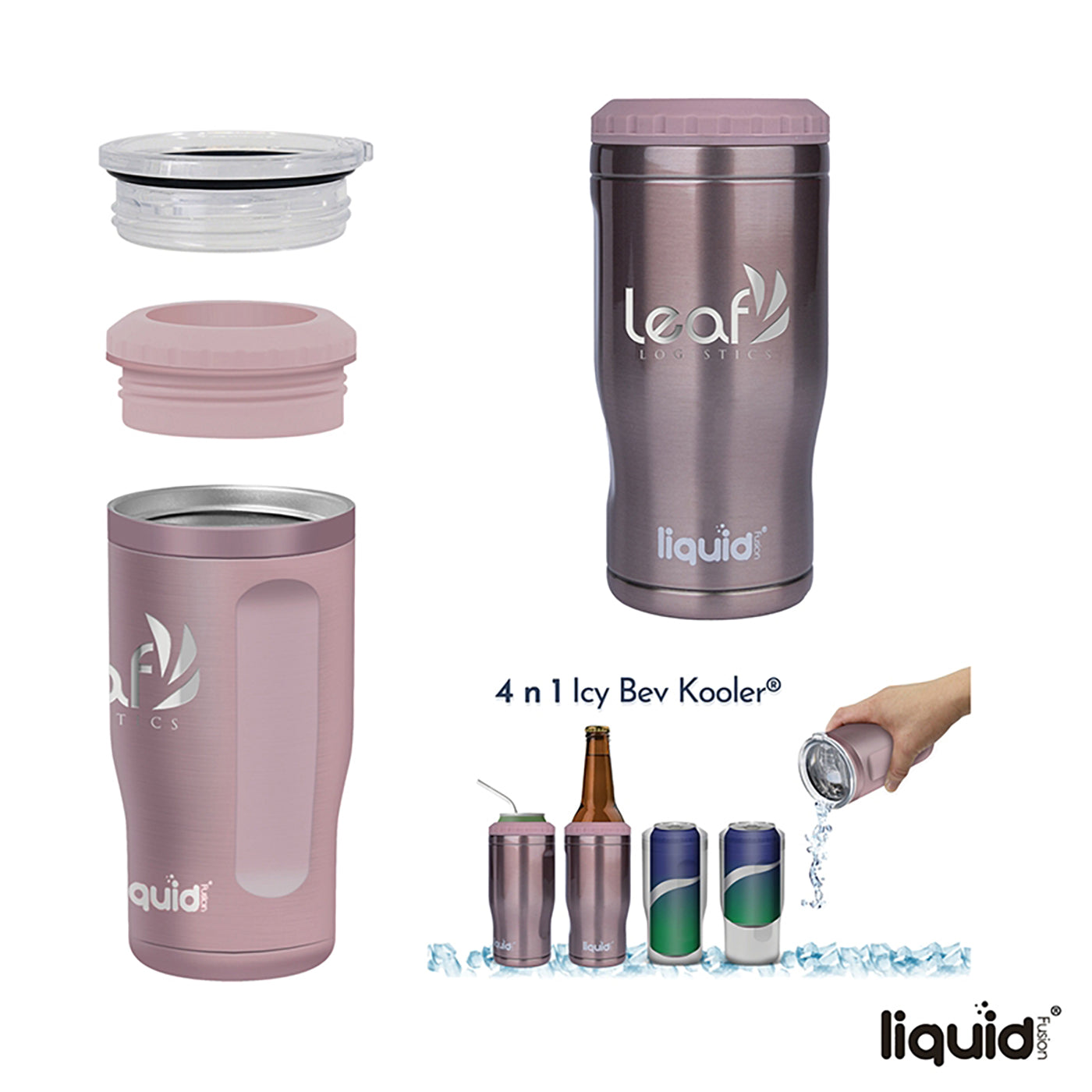 Icy Bev Kooler® 4-In-1 Double Wall Stainless Steel Can Cooler / Tumbler