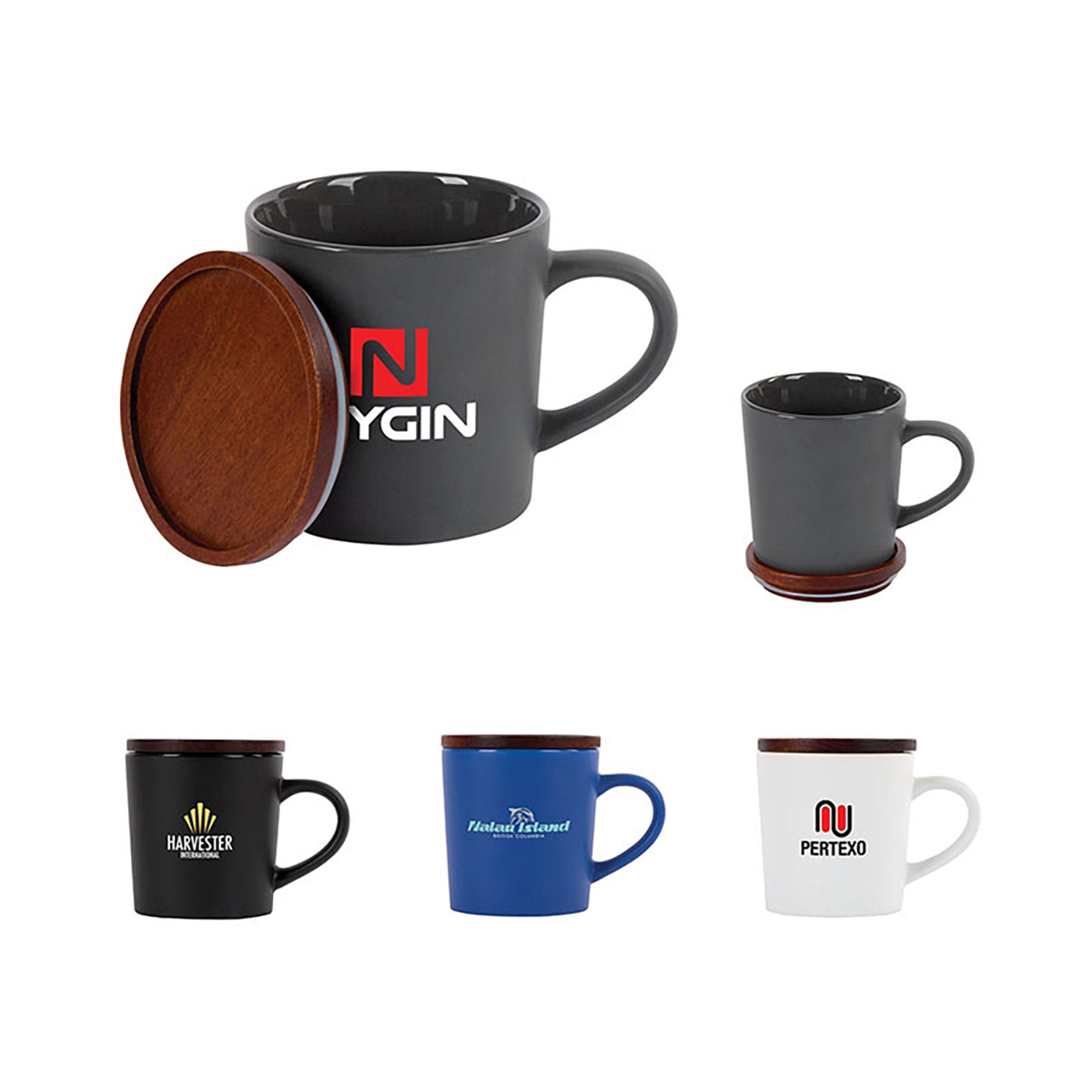 16oz Matte Ceramic Mug with Wood Lid