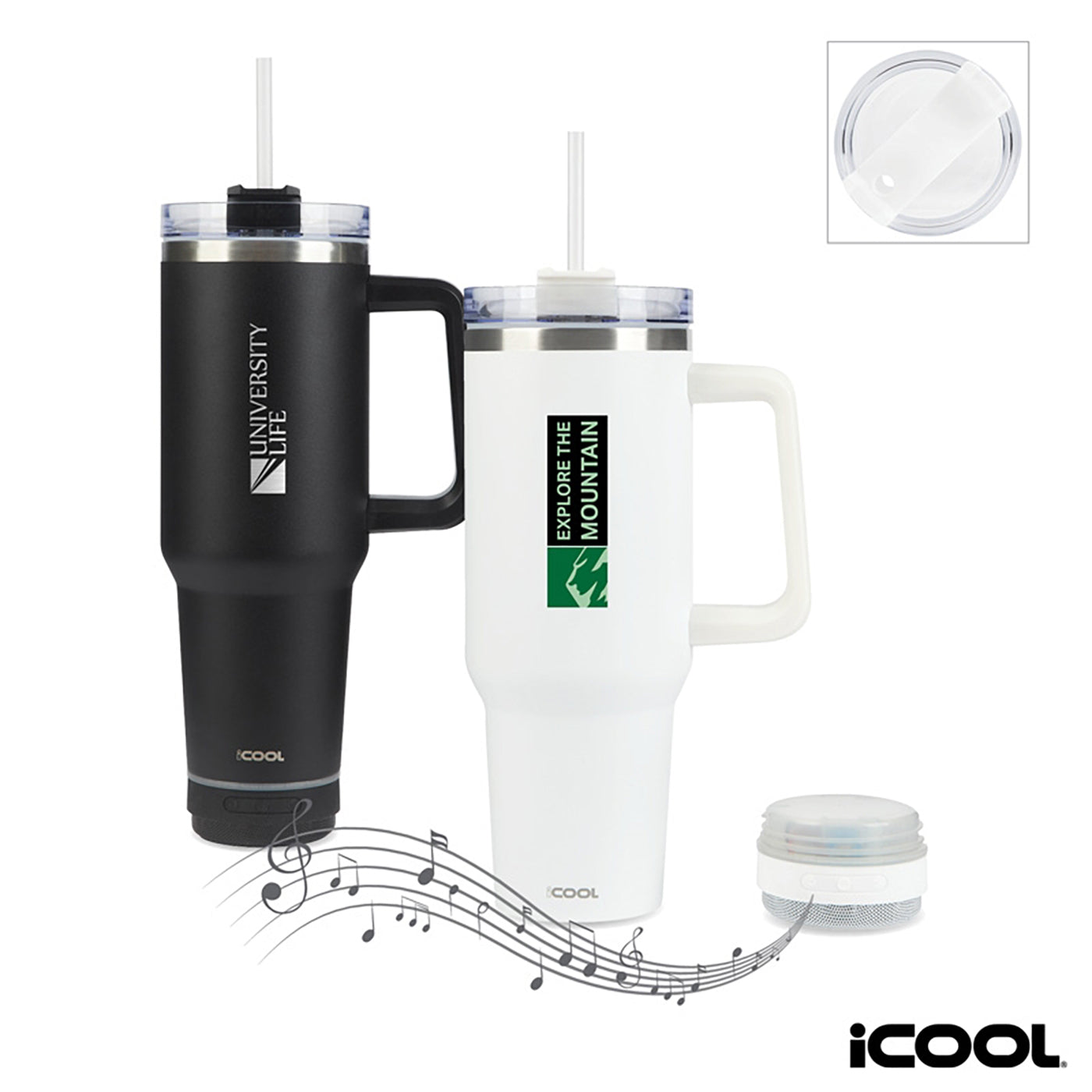 Borrego 40 oz. Double Wall, Stainless Steel Travel Mug with Speaker