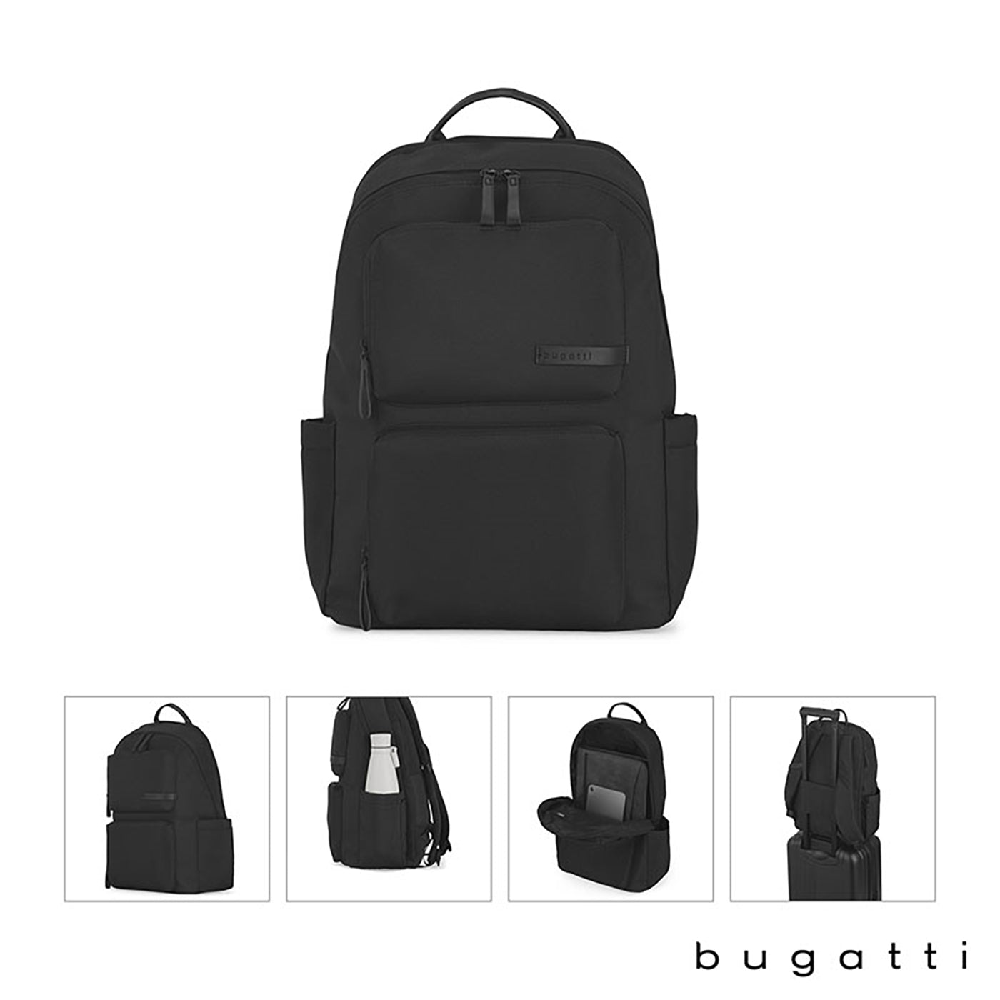 Nylon Laptop Backpack with Vegan Leather Trim
