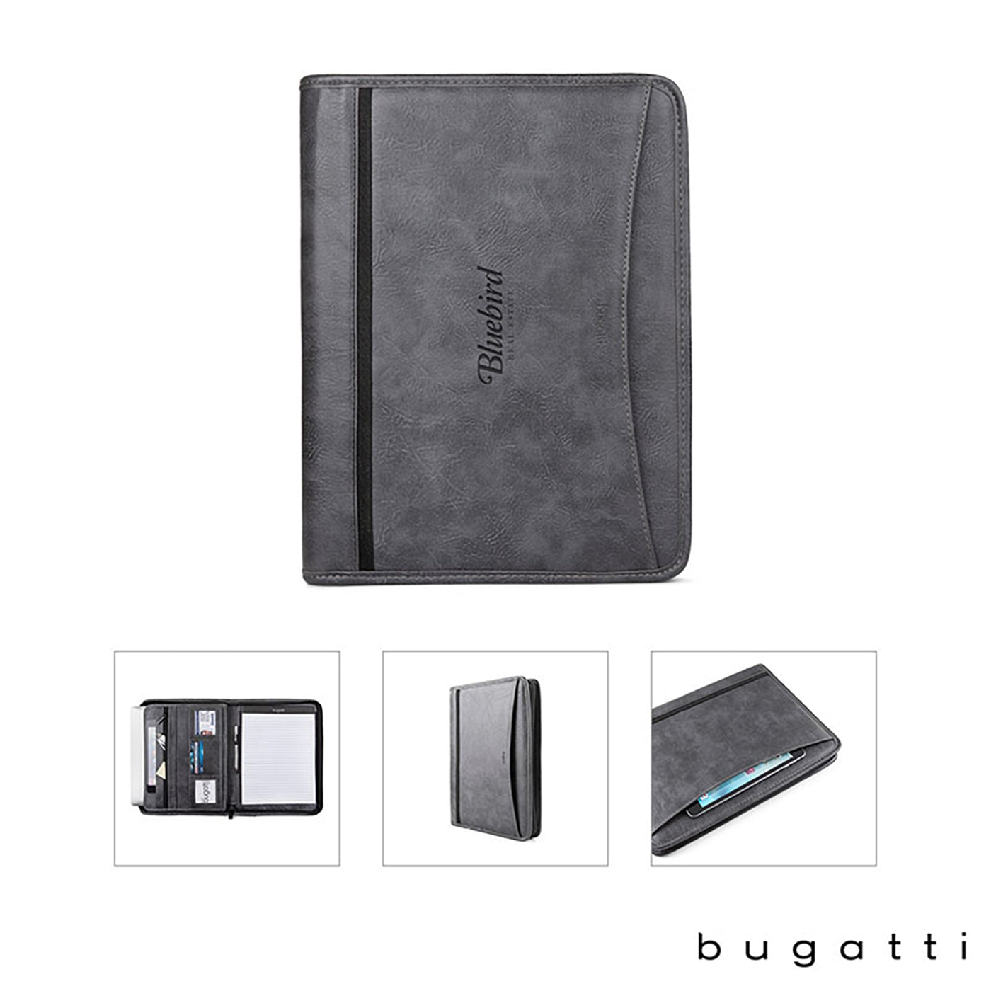 Grey Vegan Leather Letter Size Padfolio