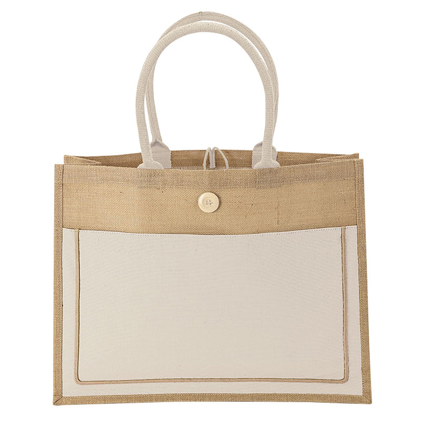 Large Jute Tote with Cotton Front Pocket - KT0703C