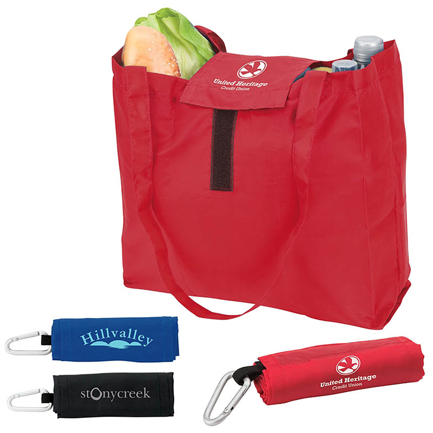 210D Poly Foldable Tote with Carabiner