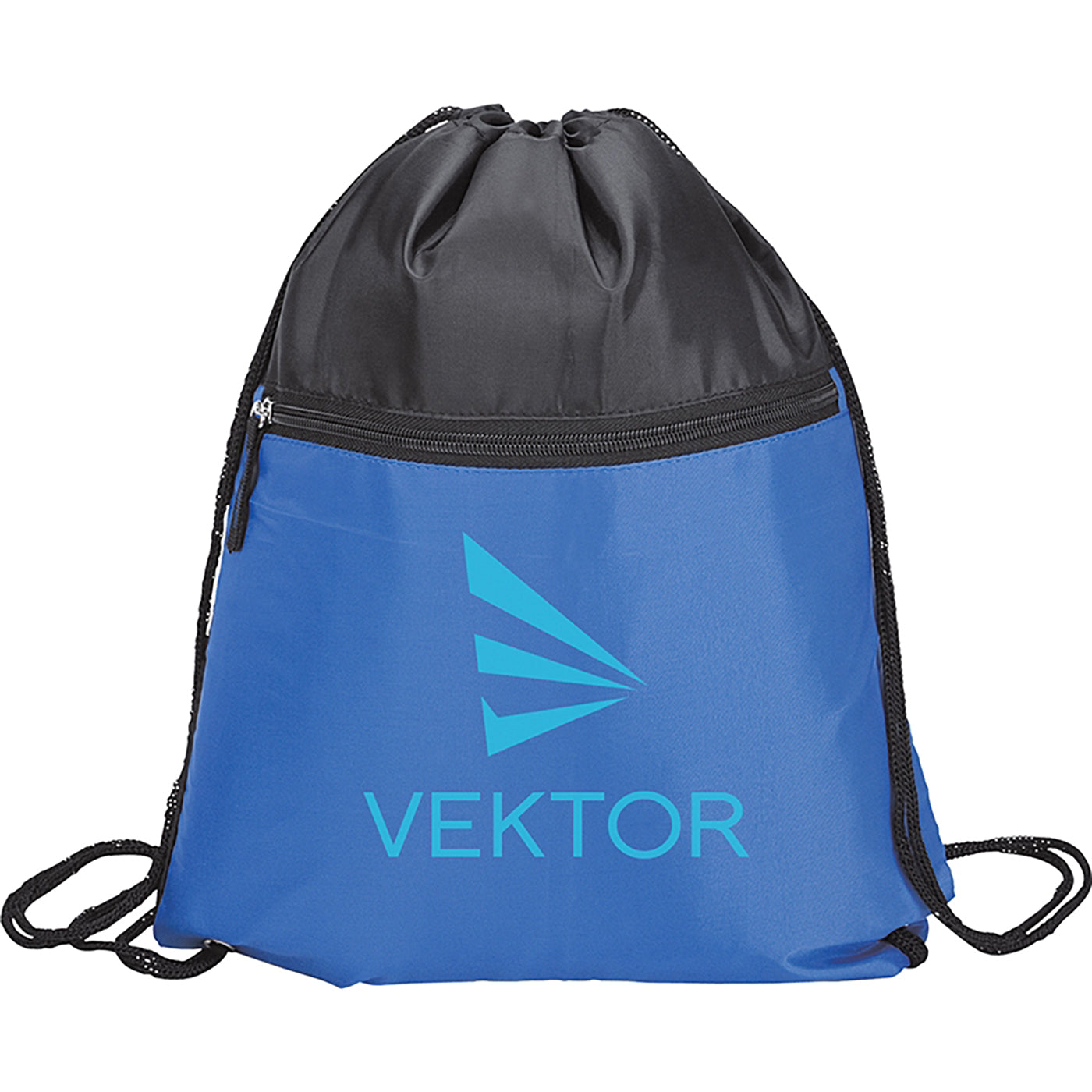 210D Poly Drawstring Bag with Front Zip - KT7306N