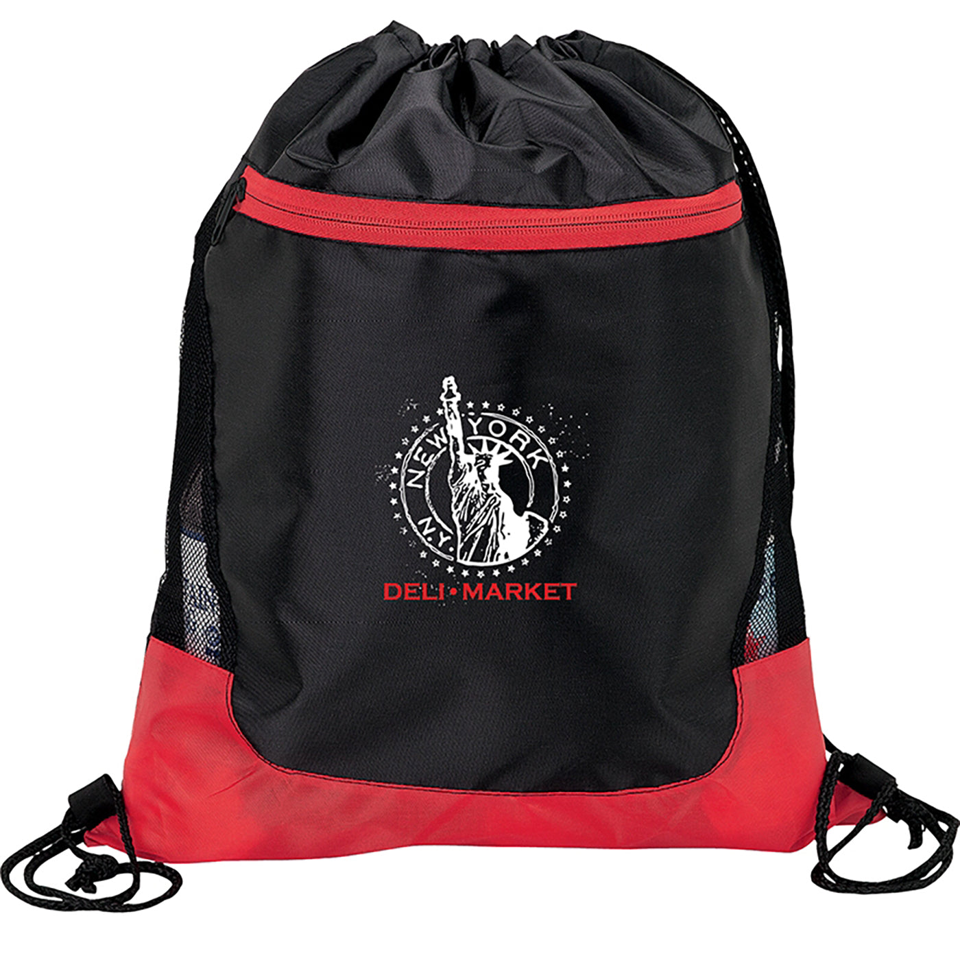 210D Poly Drawstring Backpack with Front Pocket - KT7312R