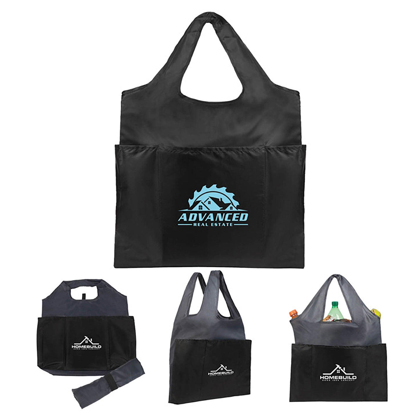 Recycled RPET Grocery Tote with Triple Pockets