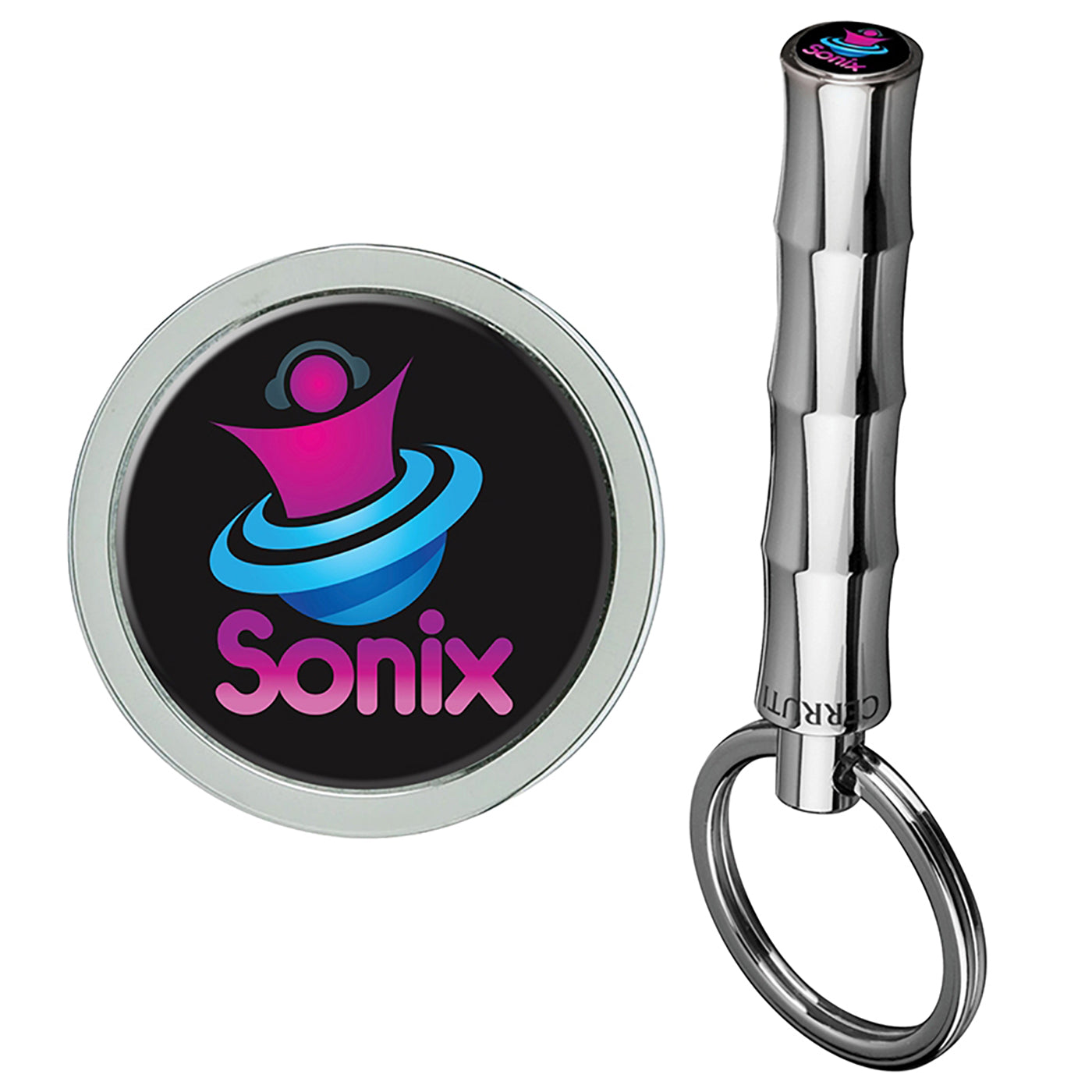 Chrome Bamboo Design Brass Keyring - LH2031