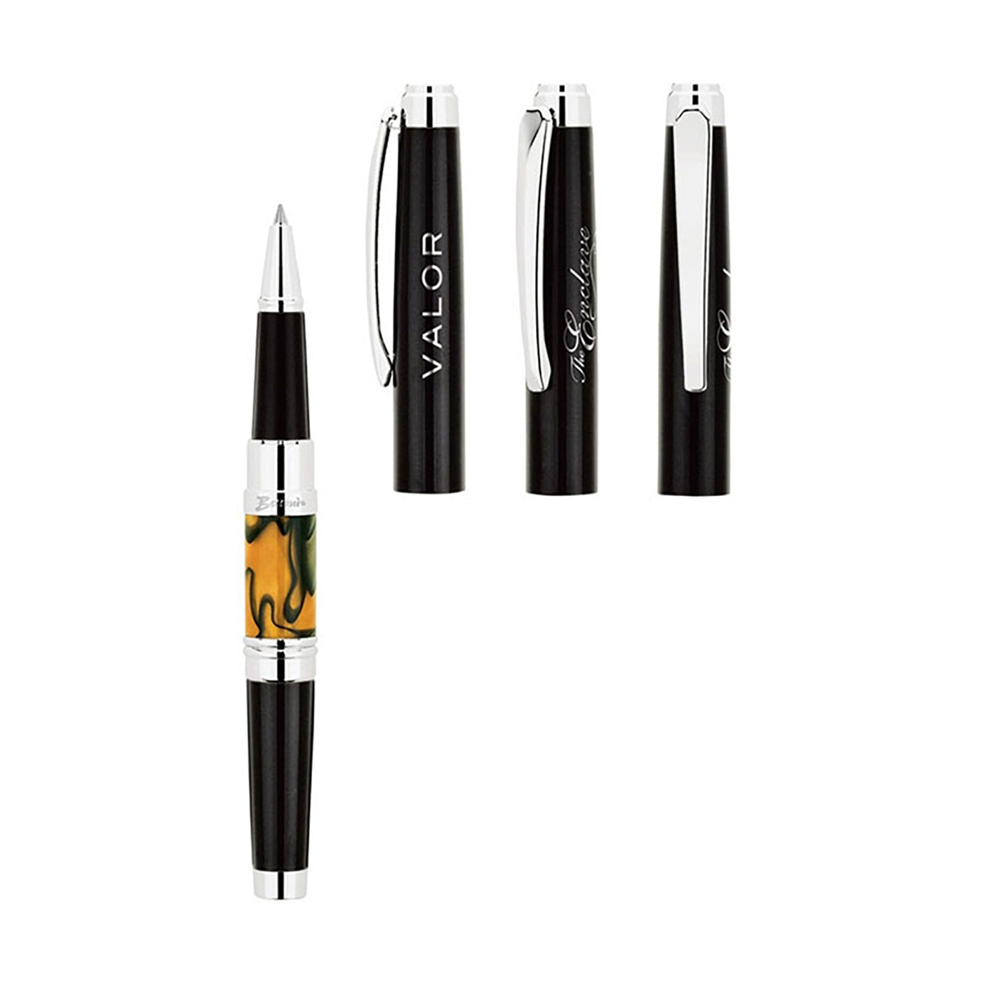 Black Lacquer Resin-Accent Rollerball Pen