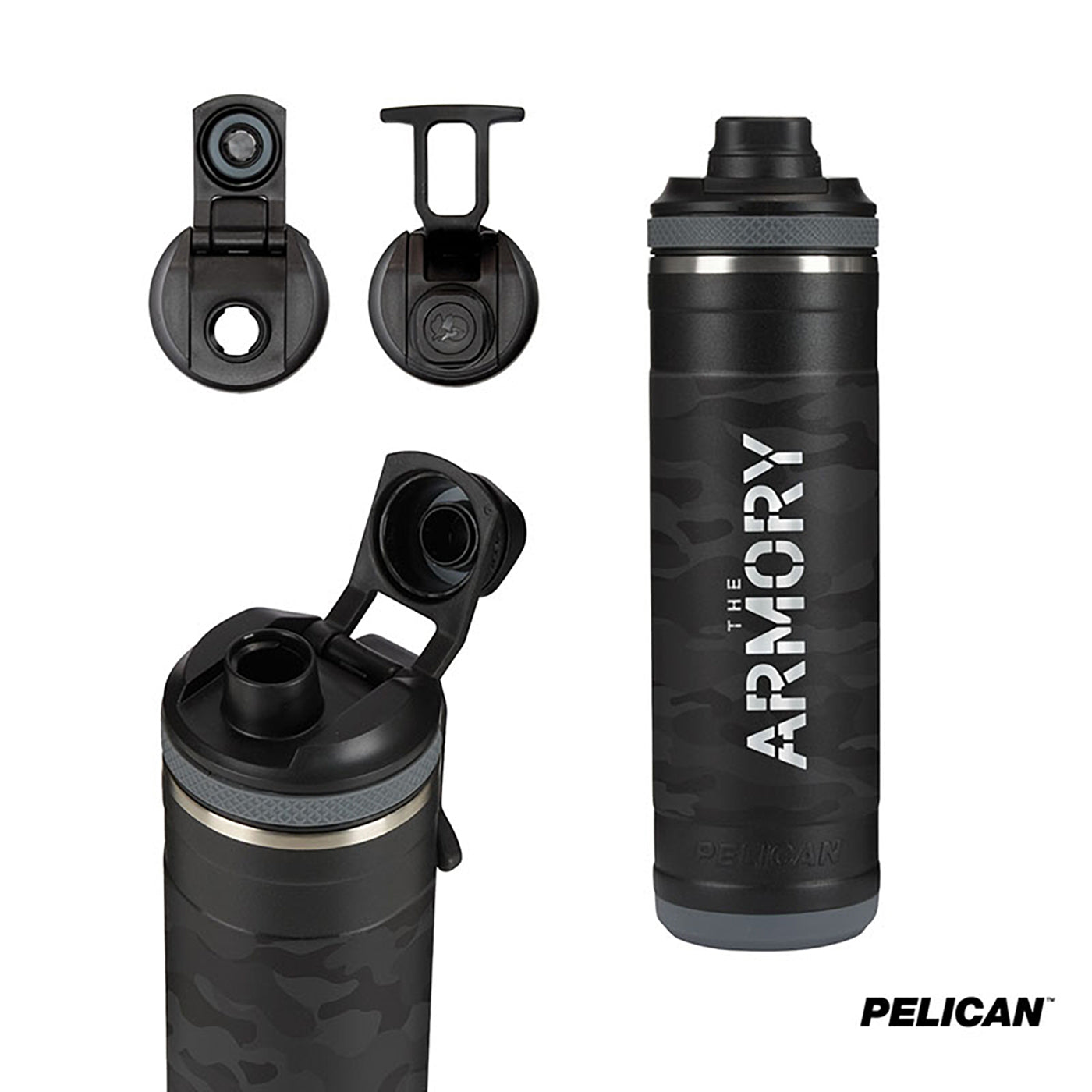 26 oz. Recycled Double Wall Stainless Steel Black Camo Water Bottle