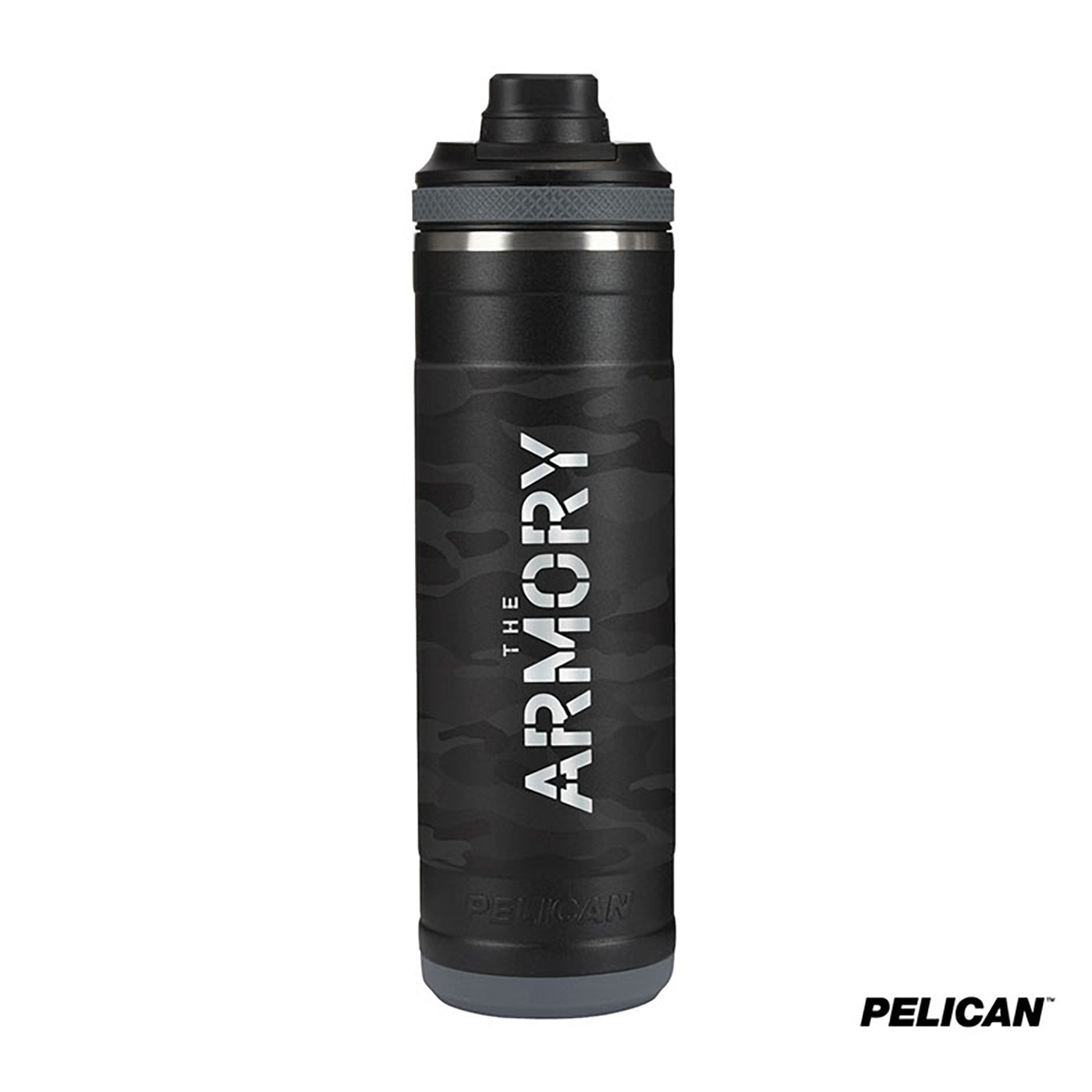 26 oz. Recycled Double Wall Stainless Steel Black Camo Water Bottle - PL1508B