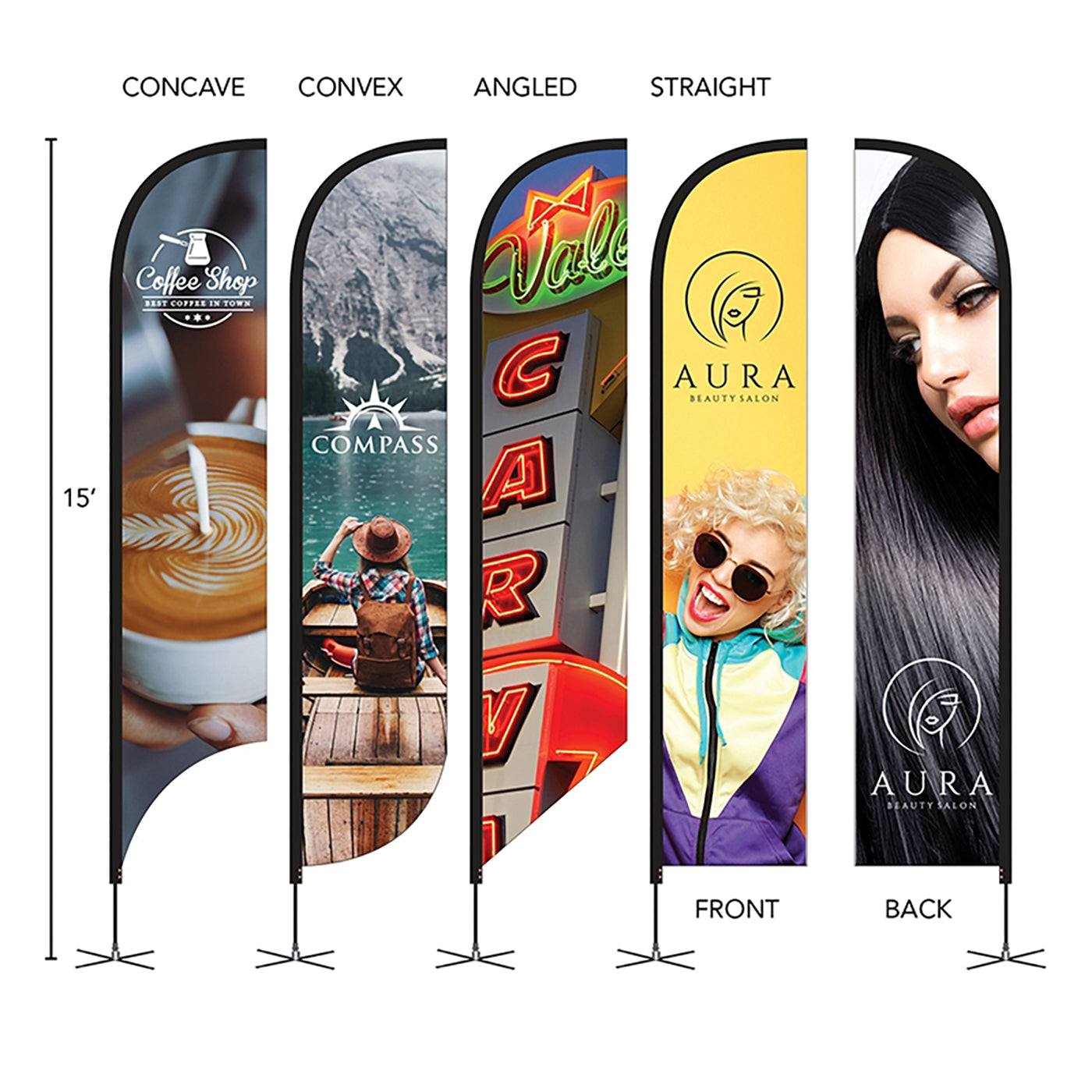 15' Double-Sided 100D Polyester Feather Flag - TS3115