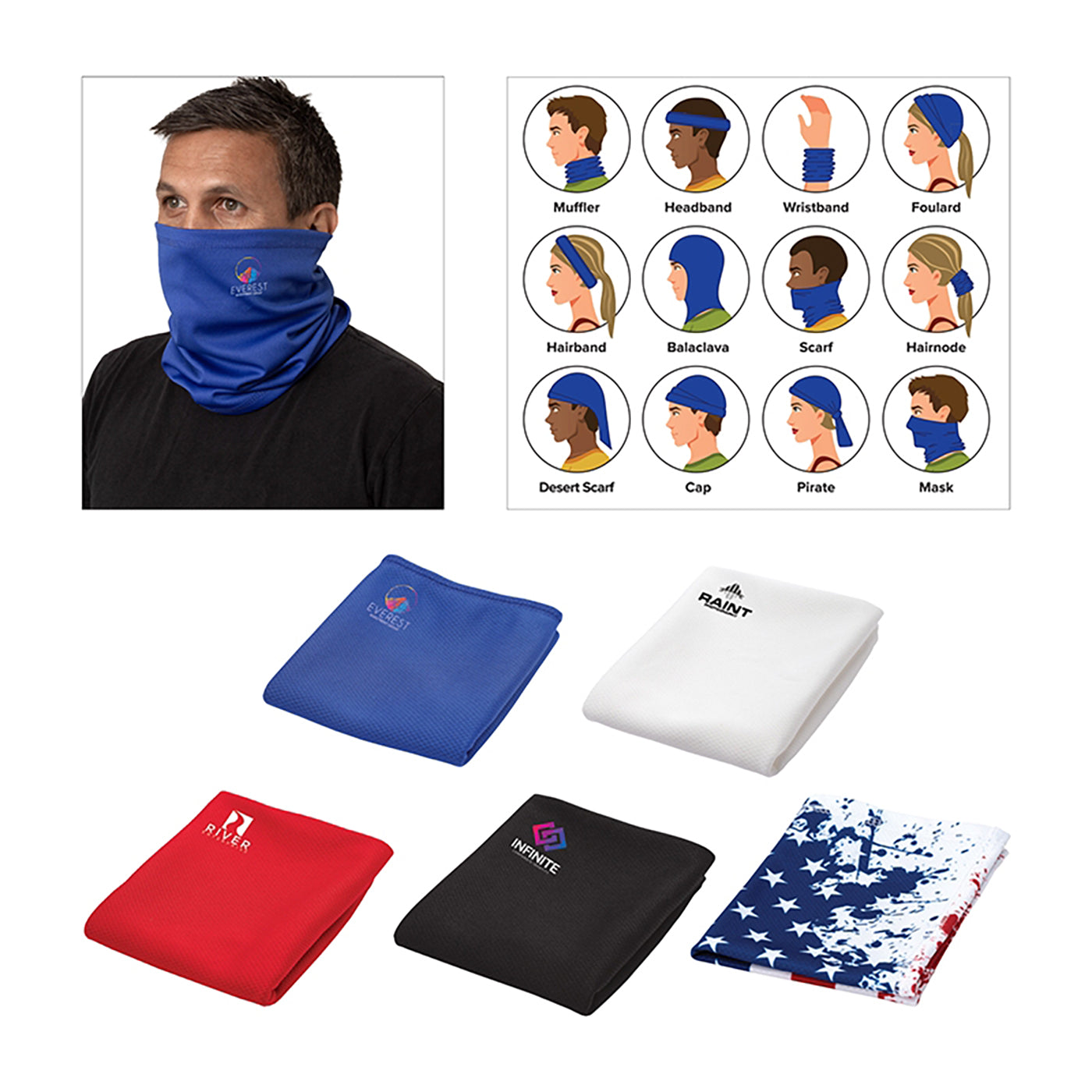 5-Pack Polyester Neck Gaiters
