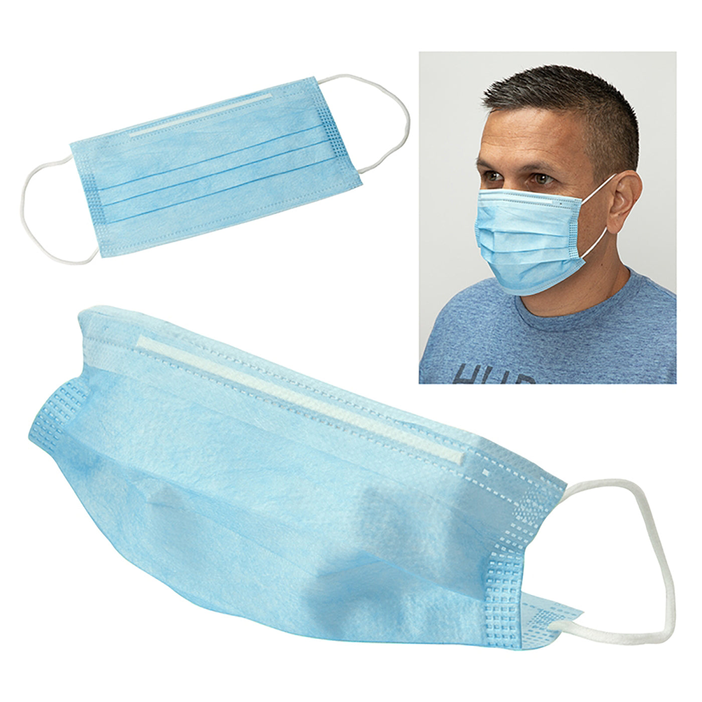 3-Layer Disposable Face Masks - 50 Count Box