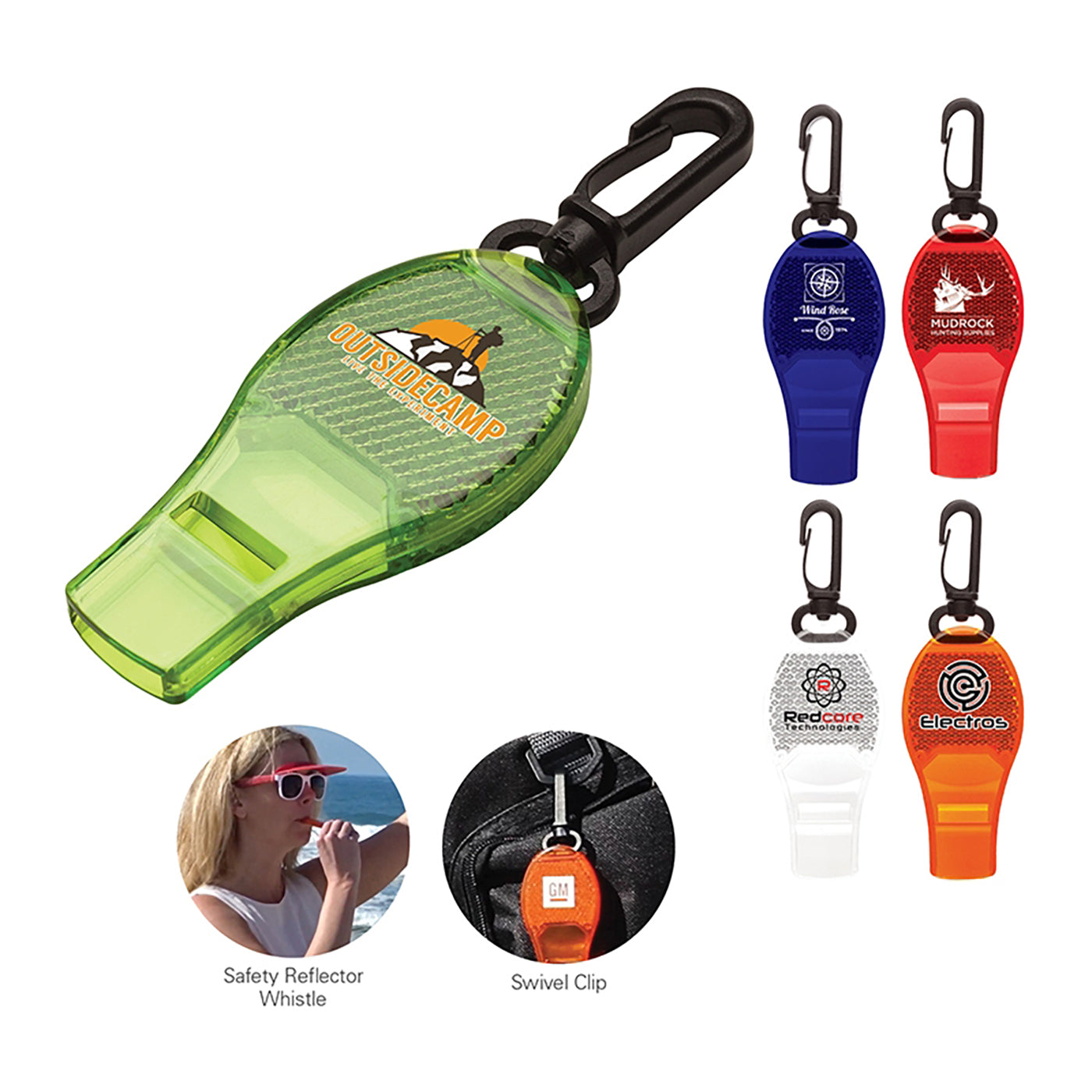 Translucent Safety Whistle with Reflector Strip