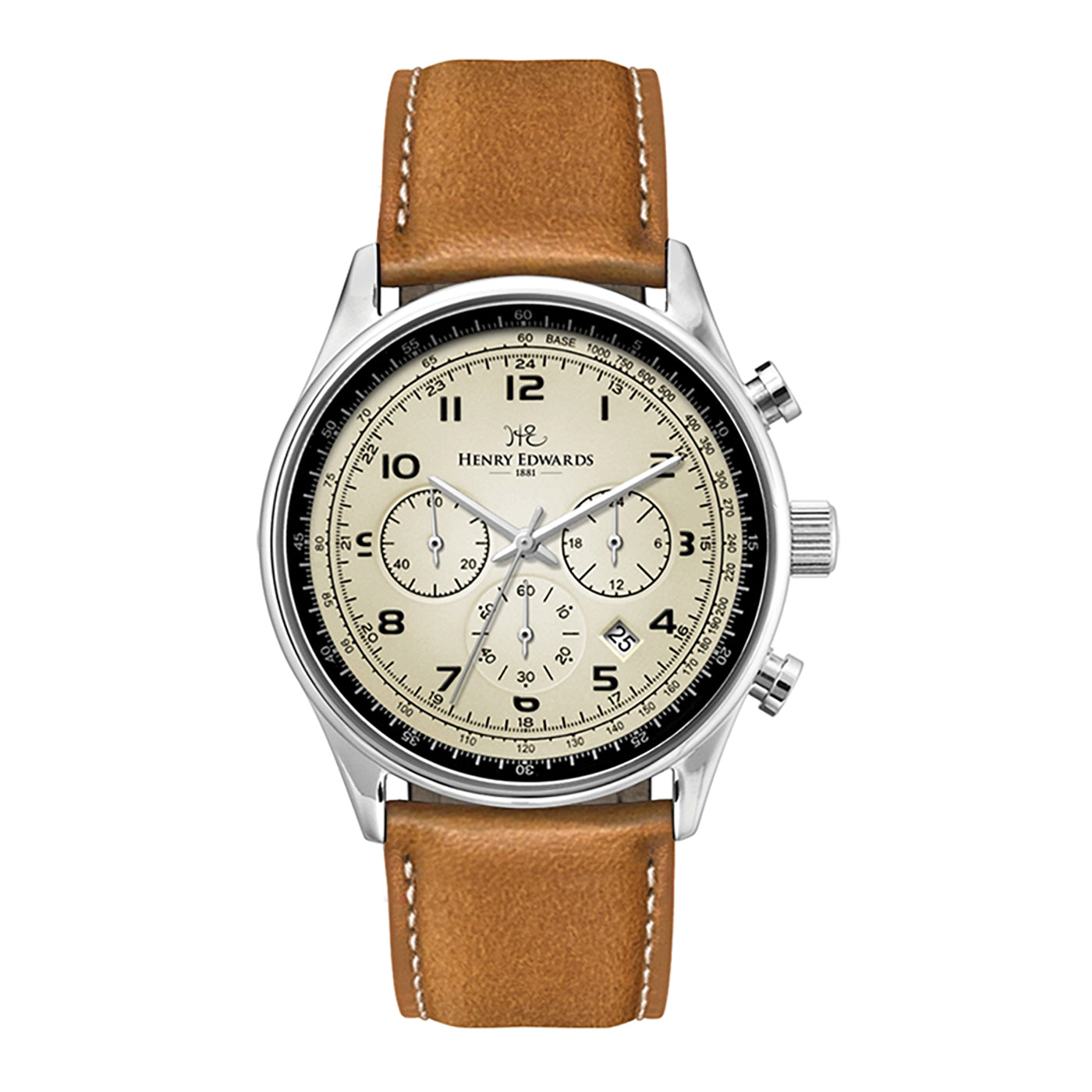 41mm Steel Chronograph Watch Beige Dial - WC3002
